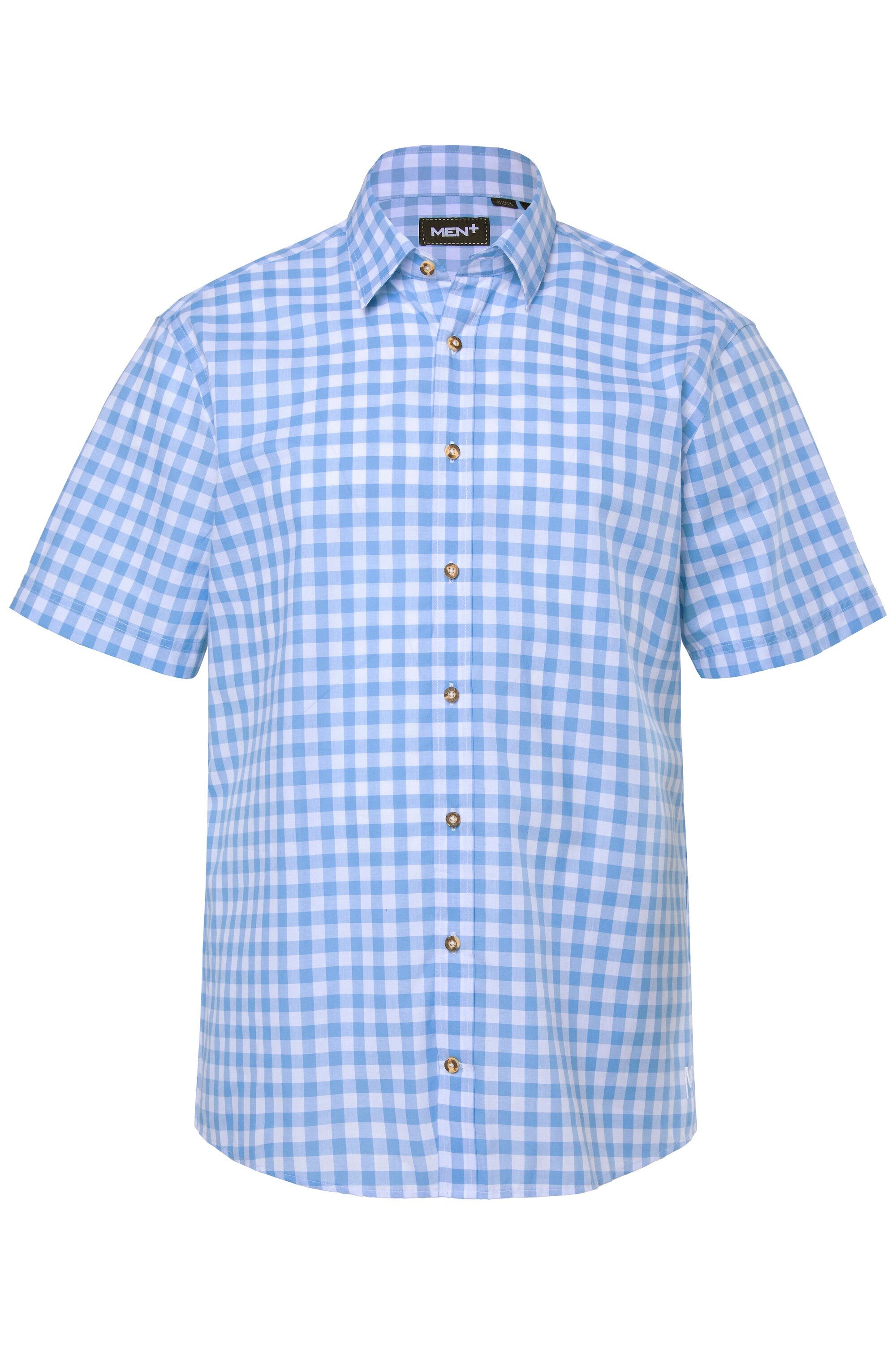 Men Plus Kurzarmhemd Trachten-Karohemd Halbarm Kentkragen Comfort Fit – Bild 2 von 3