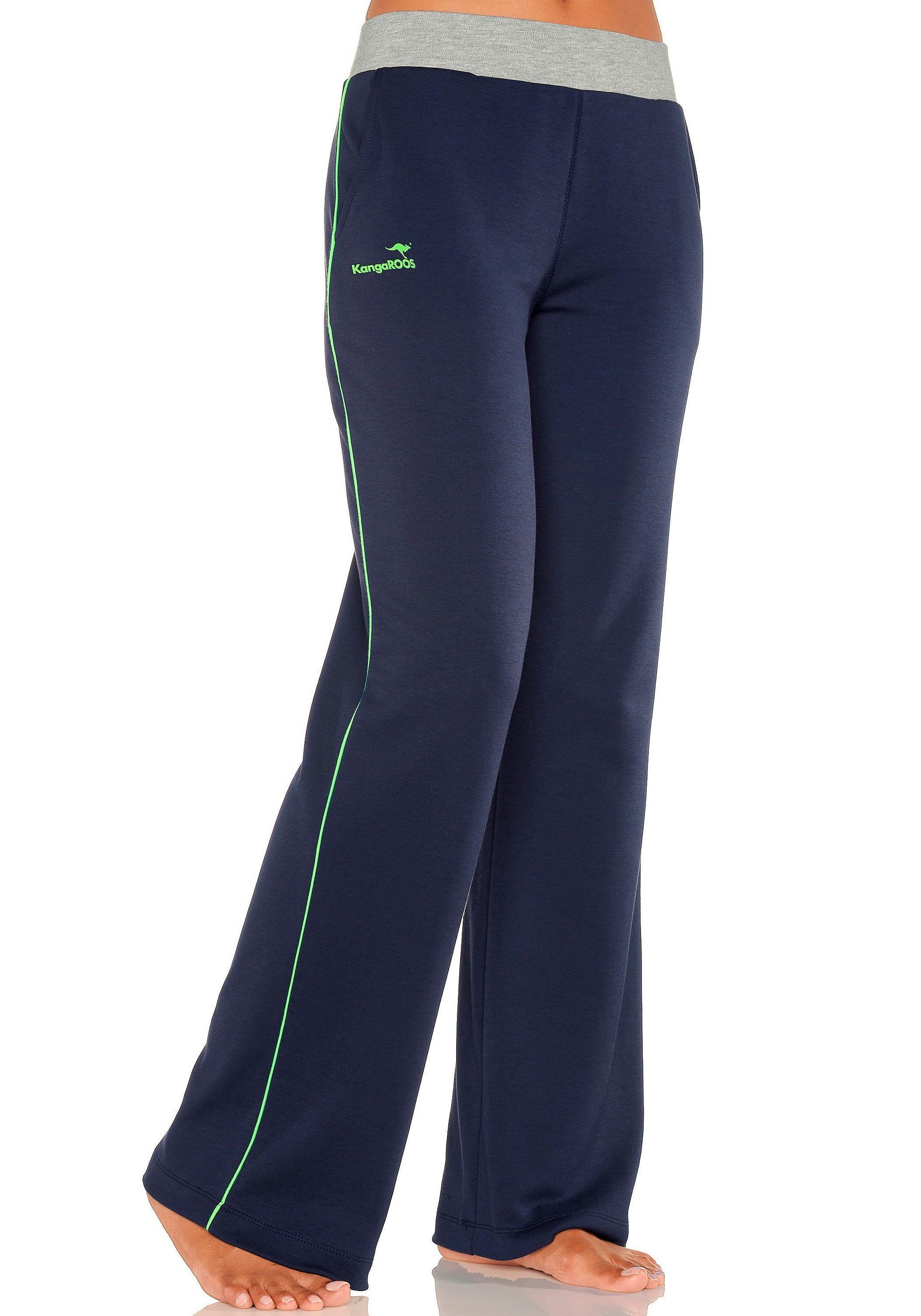 KangaROOS Relaxhose mit Loungeanzug marine-grün-grün Bund, breitem Loungewear