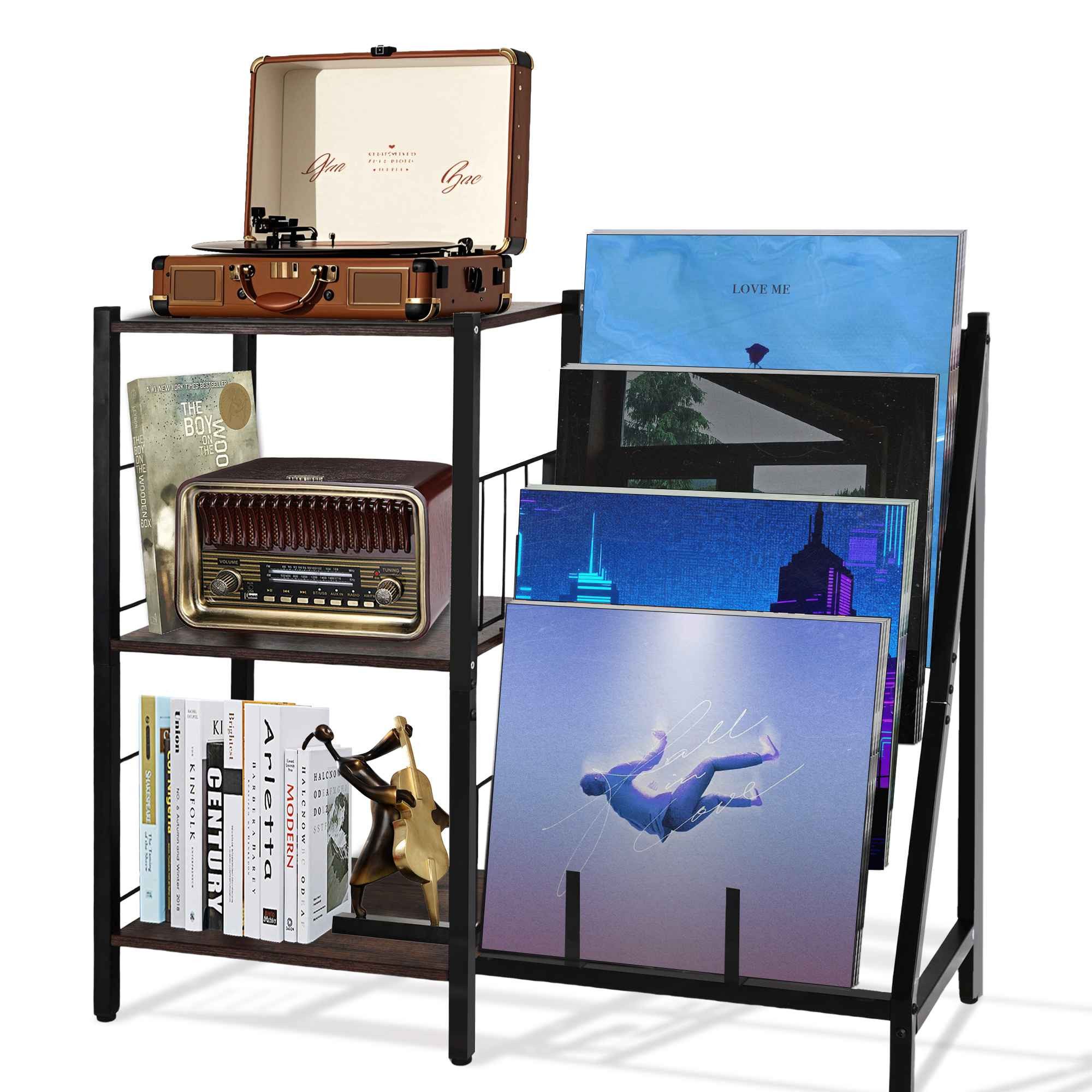 BBG CD-Regal Multifunktionales 4-stöckiges Schallplattenregal aus Holz und günstig online kaufen