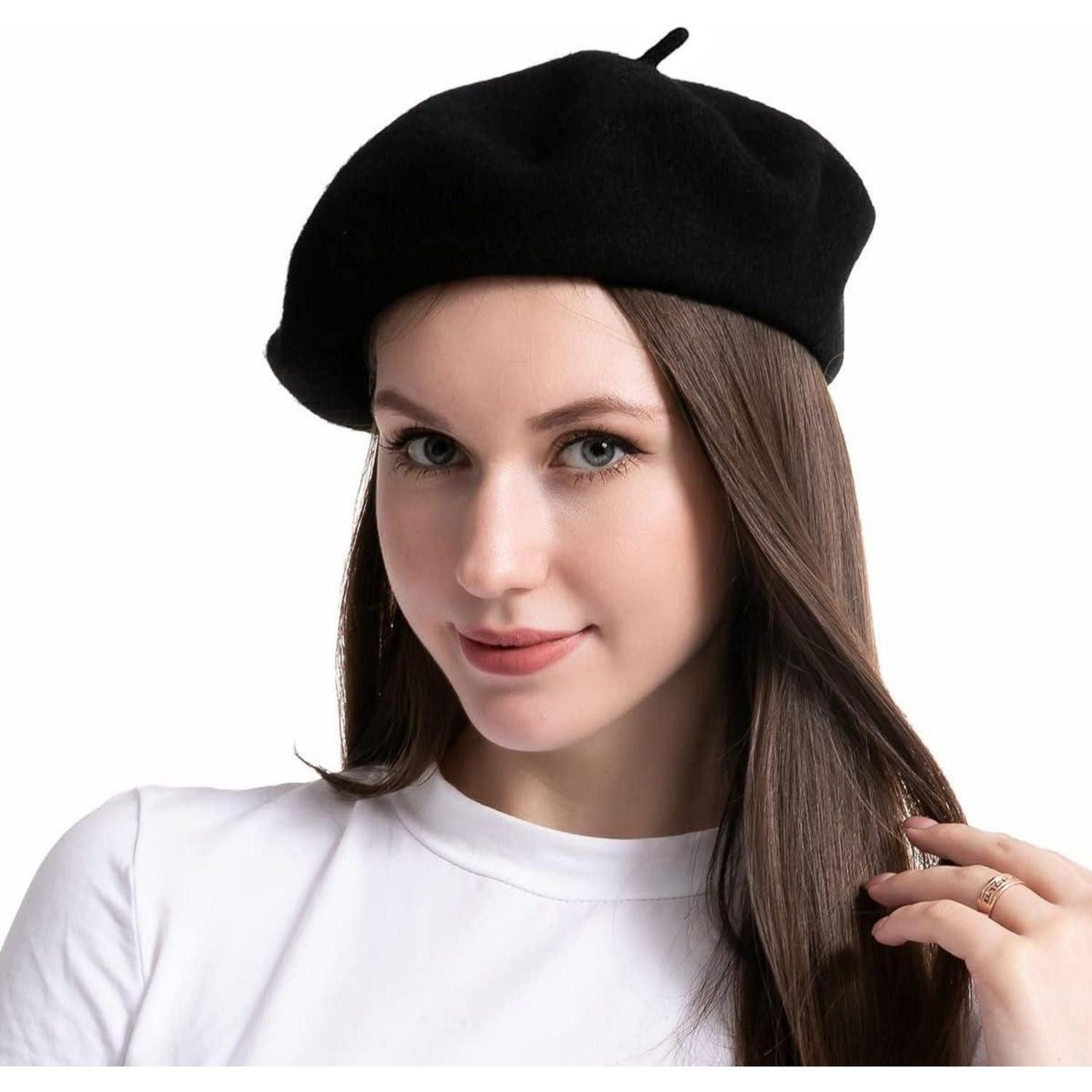 LuxusKollektion Baskenmütze Damen-Wollmütze Französische Baskenmütze Schwarz warm & weich