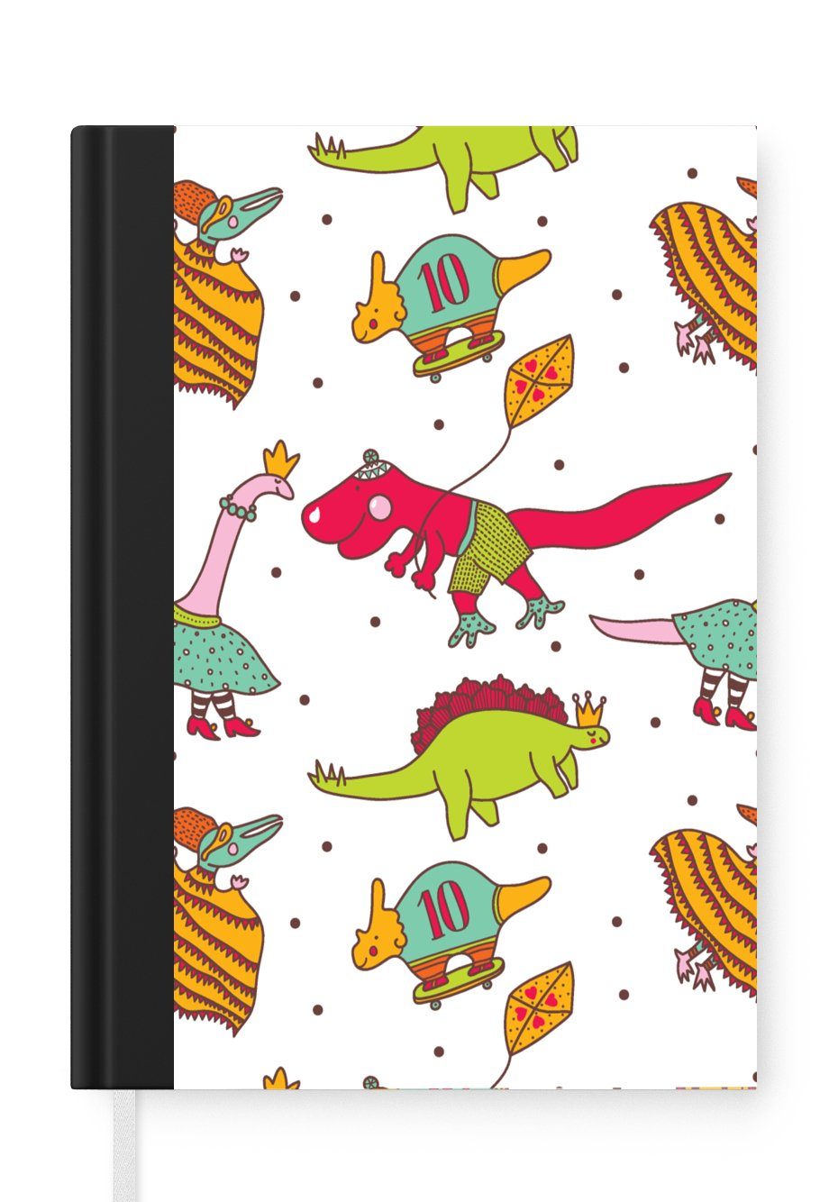 MuchoWow Notizbuch Muster - Dino - Farben - Jungen - Kinder - Kind, Journal, Merkzettel, Tagebuch, Notizheft, A5, 98 Seiten, Haushaltsbuch