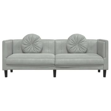 vidaXL Sofa Sofa mit Kissen 3-Sitzer Hellgrau Samt