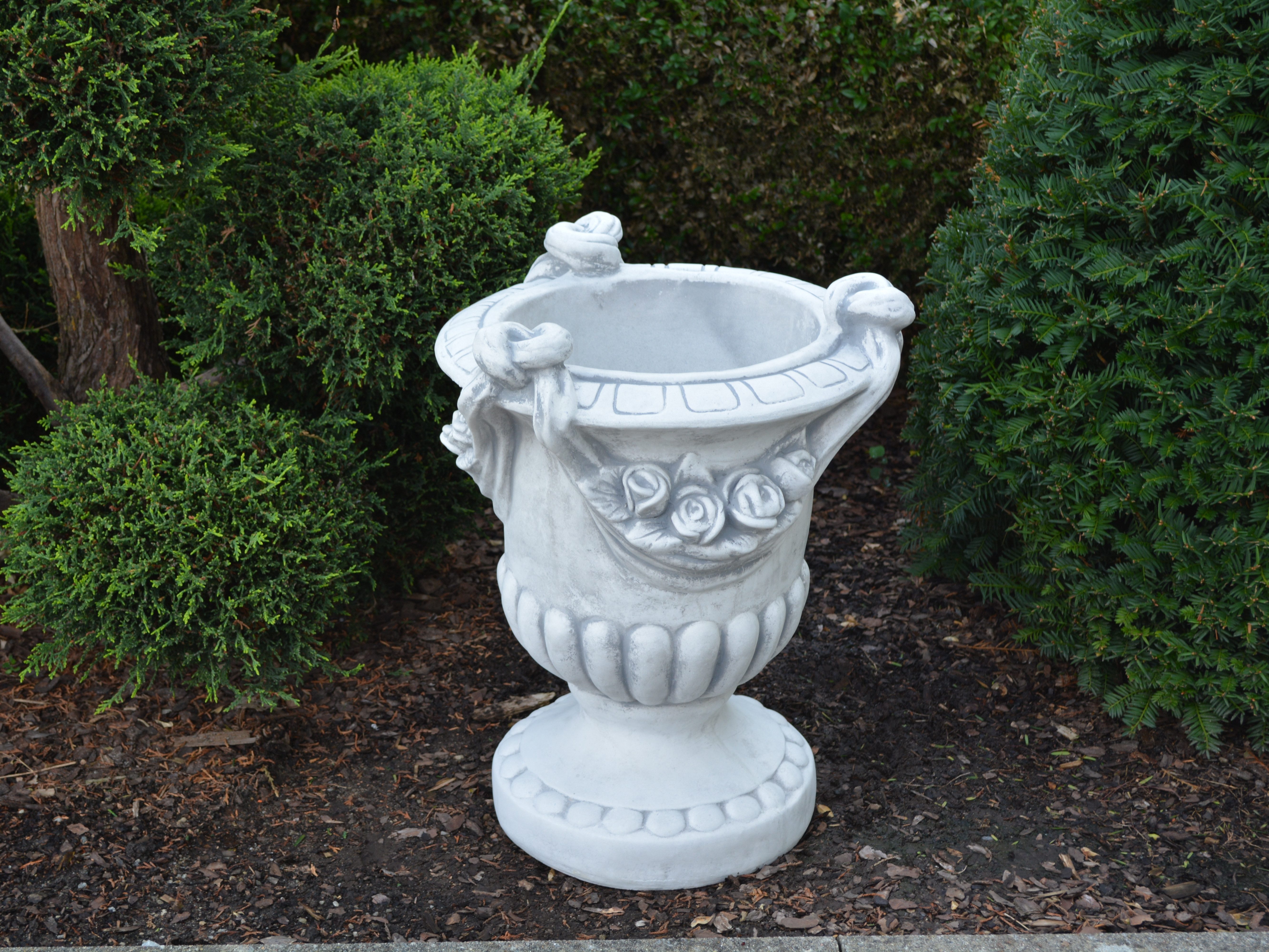 gartendekoparadies.de Pflanzkübel Blumentopf mit Rosenmuster Pflanzgefäß, H. 51 cm, 12 Liter, 37 kg, Frostsicher