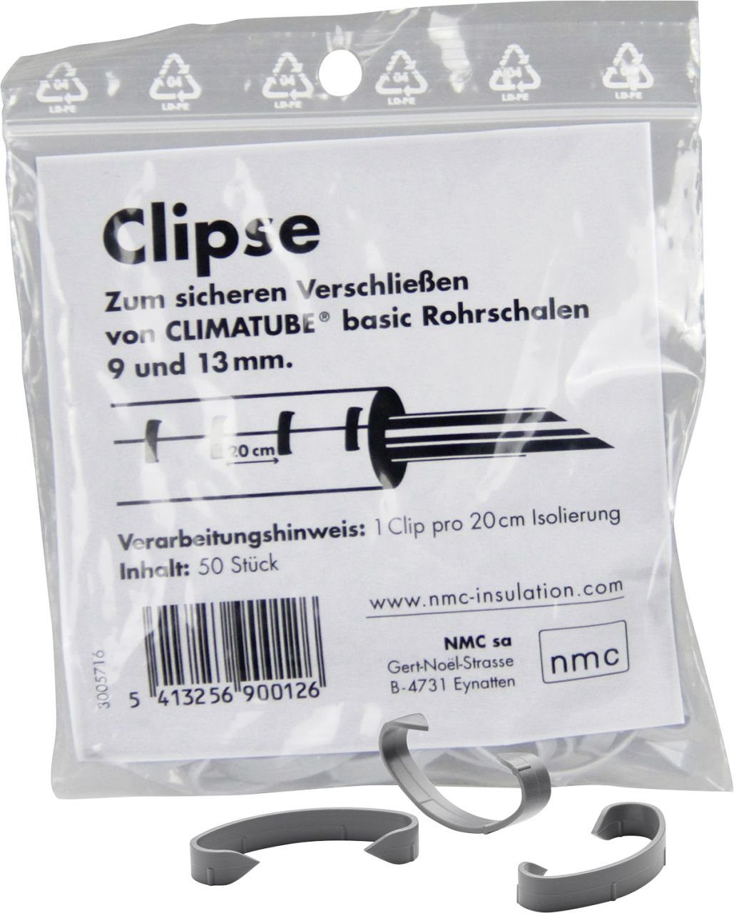 NMC Rollladenkastendämmung Rohrisolierungs-Clipse PI 50 Stück
