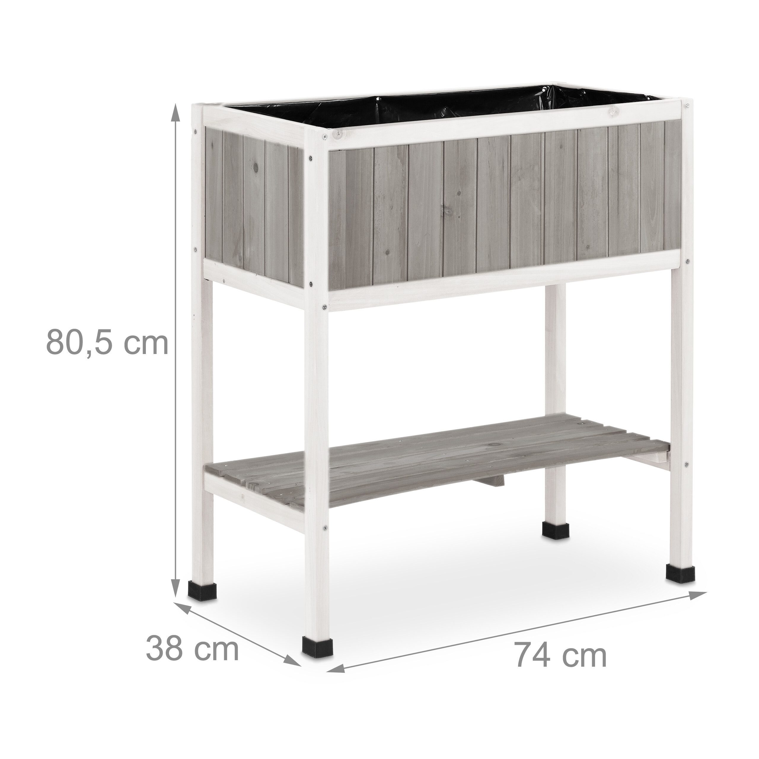 relaxdays Hochbeet aus Holz, Grau-Weiß