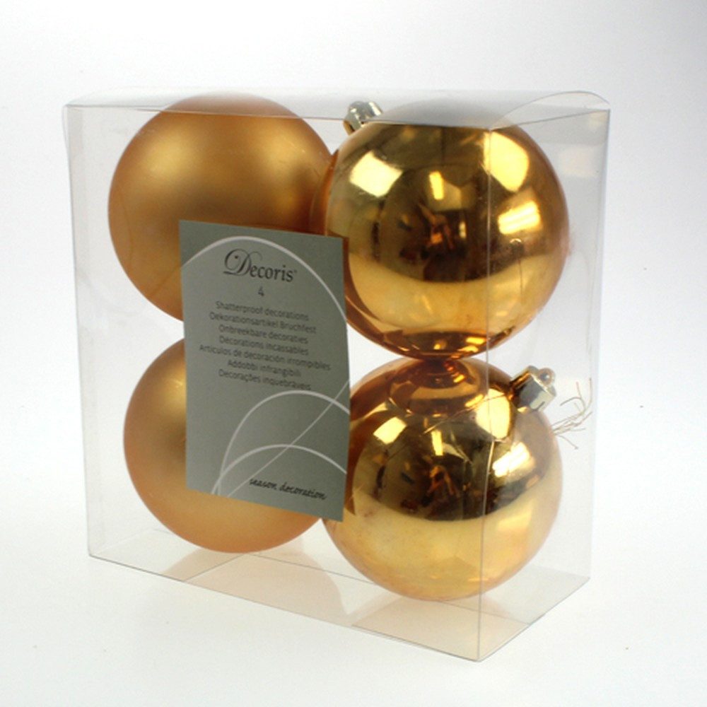 Florists Products Weihnachtsbaumkugel Weihnachtskugel Gold Ø10cm, Bruchfest, Christbaumkugeln Set, 4 Stück