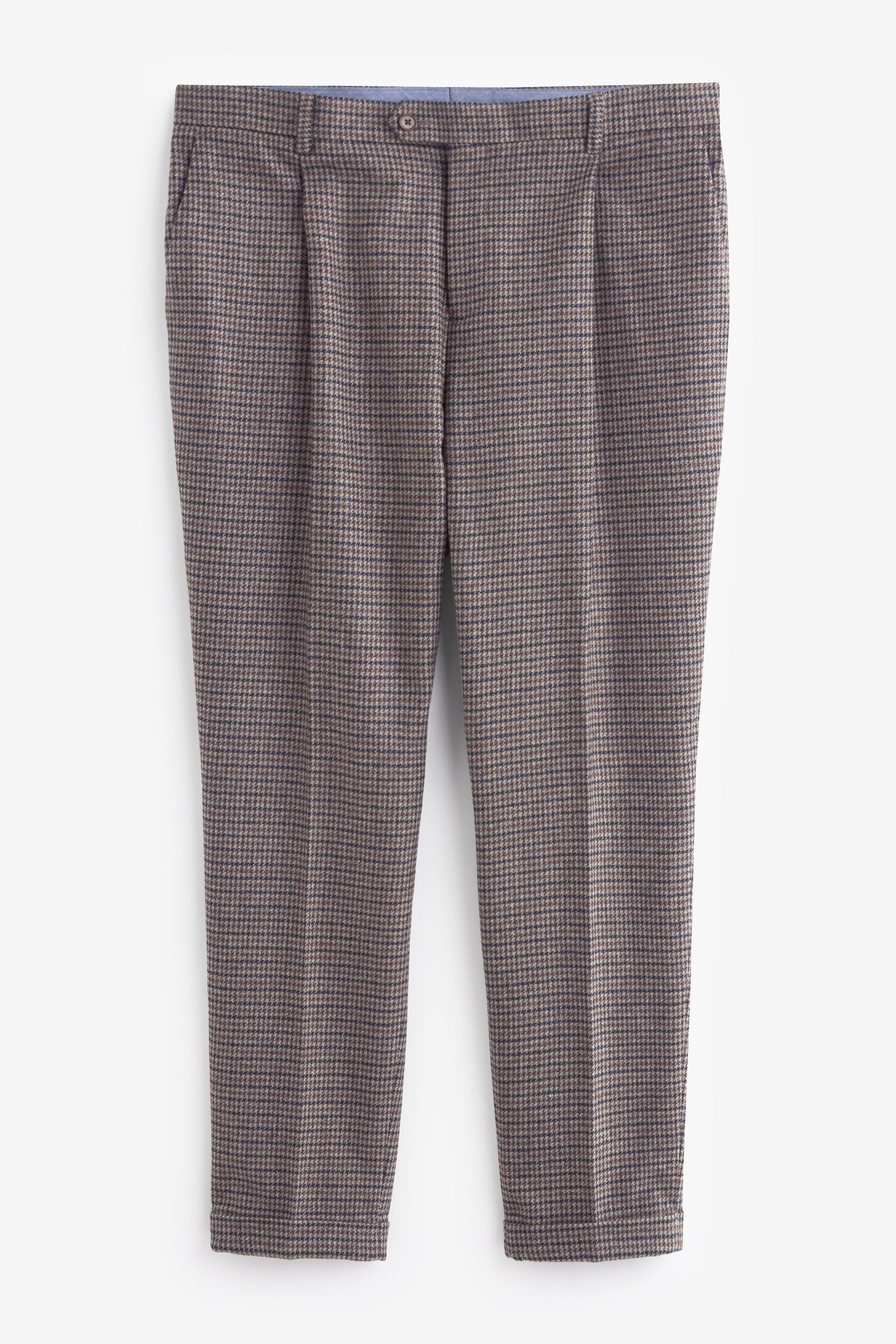 Next Anzughose Anzug mit Hahnentrittmuster: Relaxed Fit Hose (1-tlg) Brown