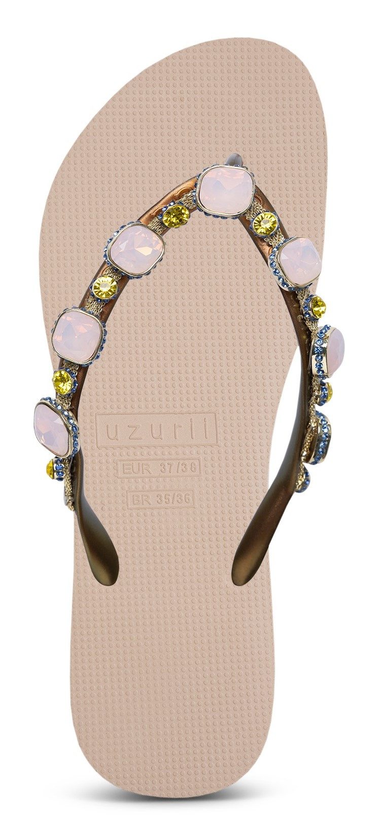 UZURII Copa Cabana Zehentrenner luxuriöse Flip Flops mit aufwendig verziehrten Strasssteinen