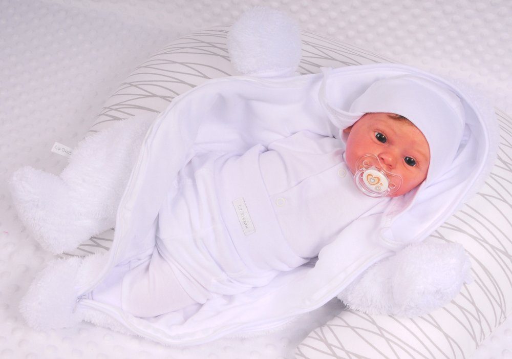 La Bortini Fleeceoverall Baby Overall Wagenanzug Übergangsoverall in Weiß mit Schnecke weich, warm, 44 50 56 62 68 74