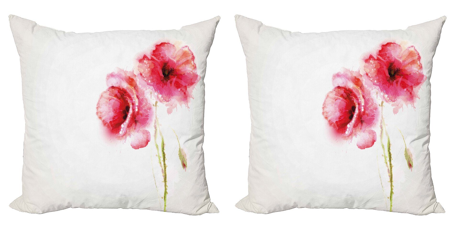 Kissenbezüge Modern Accent Doppelseitiger Digitaldruck, Abakuhaus (2 Stück), Blume Rote Mohnblumen Vivid Frühling