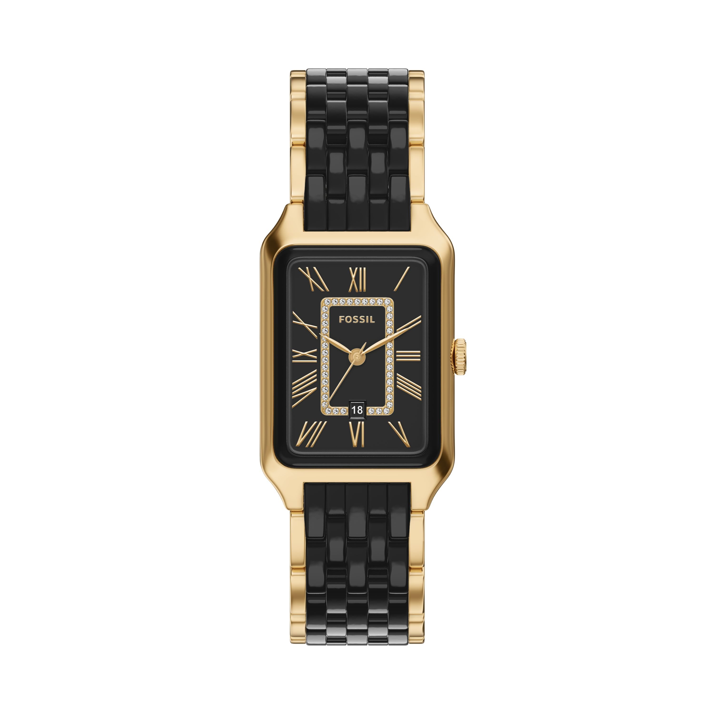 Fossil Quarzuhr Raquel CE1135, Armbanduhr, analog, Tag, Glassteine
