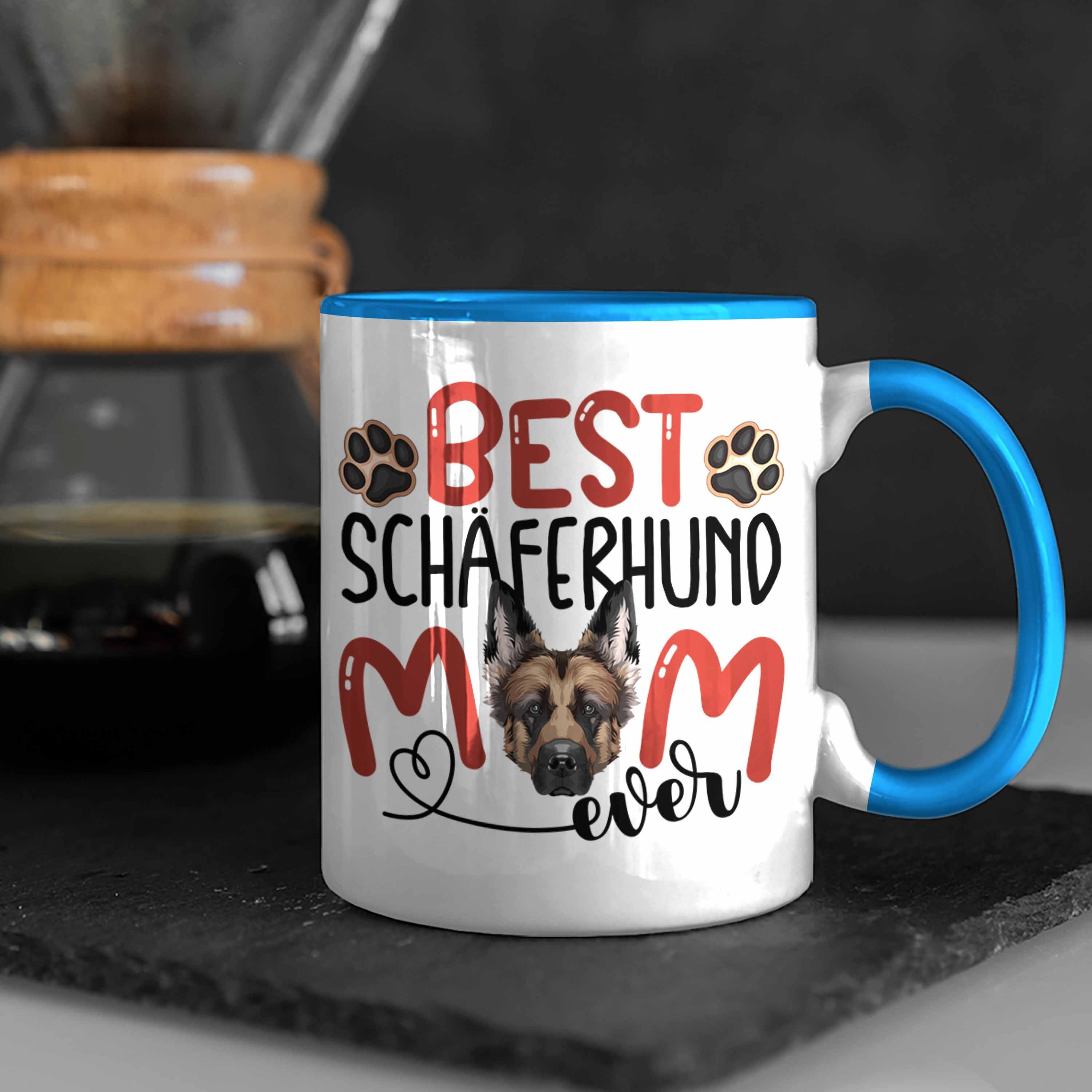Geschenk Lustiger Mom Blau Tasse Schäferhund Trendation Besitzerin Spruch Tasse Geschenkidee
