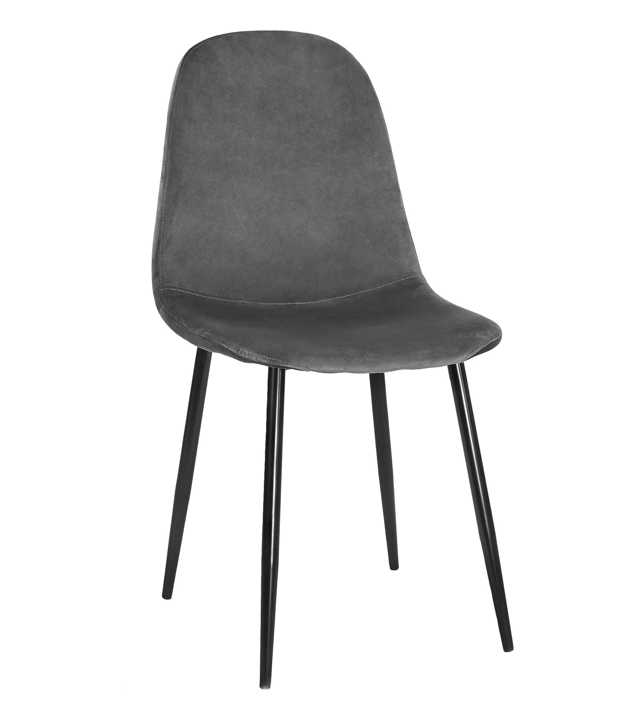 Velours-Stuhl Mit Holzoptik-Beinen – Bequemer Esszimmerstuhl Im 4er-Set (bis 120 Kg)