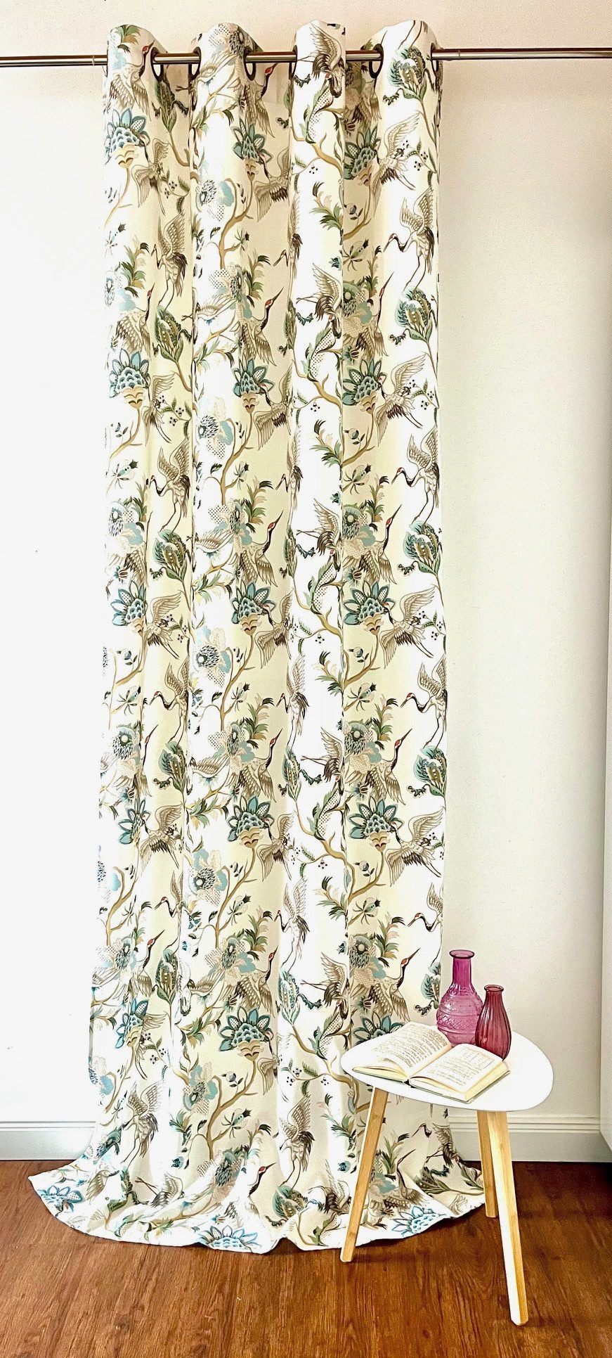 novumfix Gardine Ösengardine Vogelmotiv "Französisches Landhaus" 135x260cm( günstig online kaufen