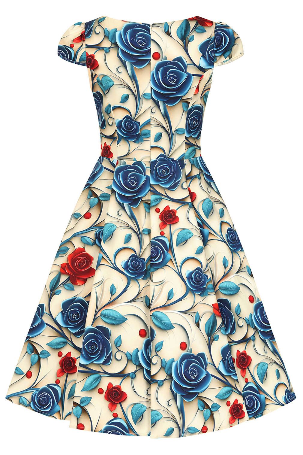 Hearts & Roses London A-Linien-Kleid Elowen Floral Swing Dress Retro Vintage Fit-N-Flare 50er