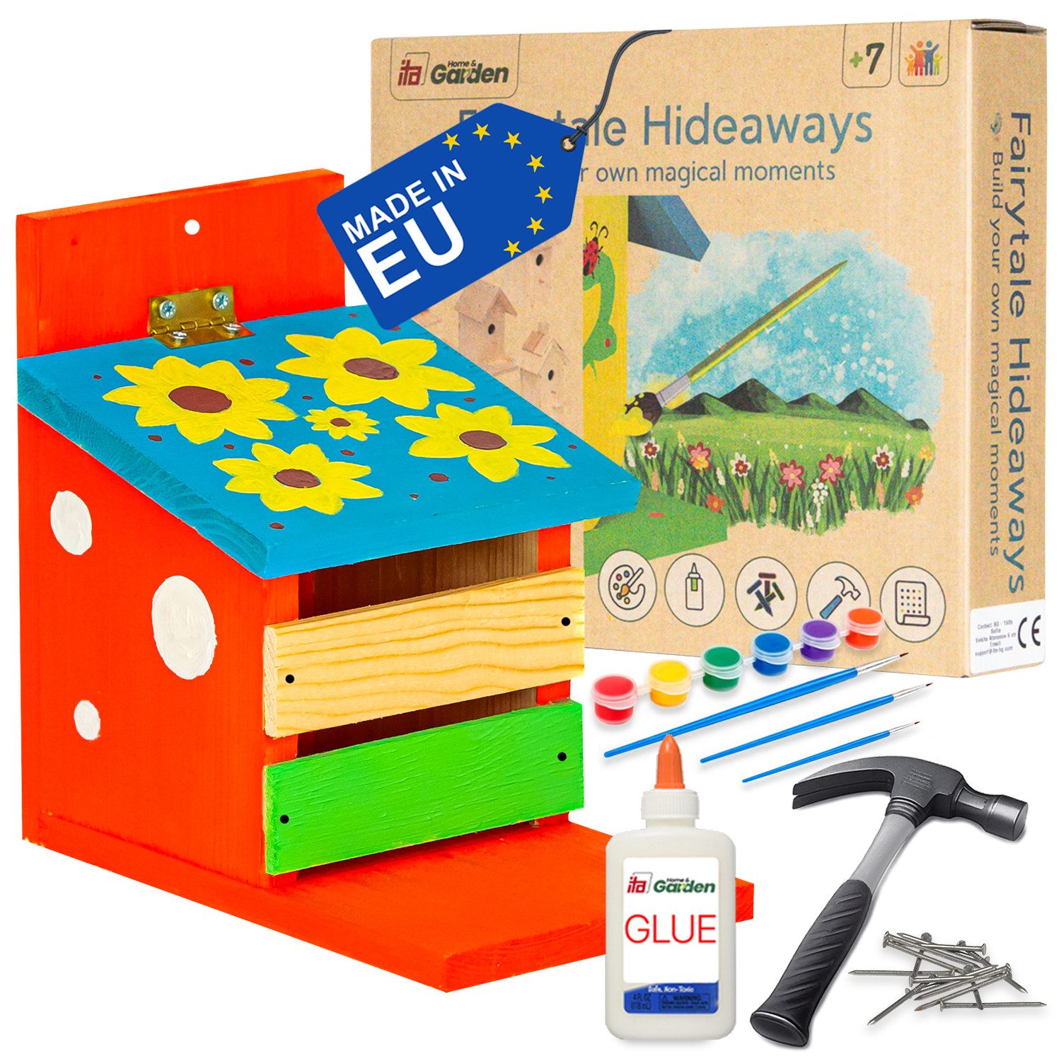 ITA Nistkasten Eichhörnchenhaus DIY Bastelset zum Zusammenbauen und Bemalen, Bausatz zum Bauen und Malen für Kinder Bastelset für Jungen & Mädchen