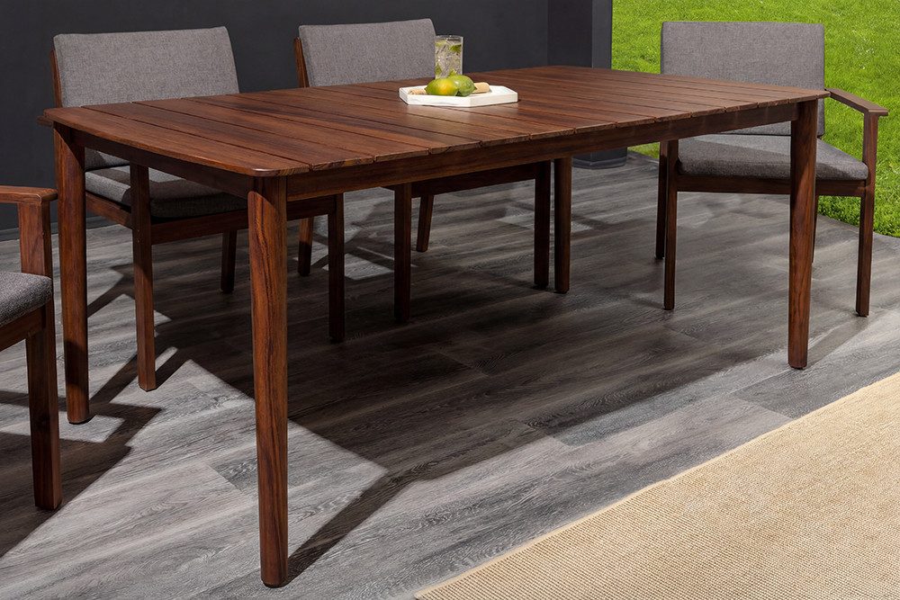 riess-ambiente Gartentisch KOPENHAGEN 160cm braun – Akazie, Massivholz, wetterfest, Bootsform (Einzelartikel, 1-St), massiver Tisch aus Holz in Bootsform – ideal für den Außenbereich