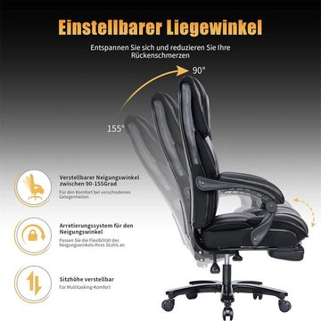 XDeer Bürostuhl Office chair 200KG Elasticated footrest with footrest, Leather Back ConnectingDesk Swivel Chair Heavy duty metal frame