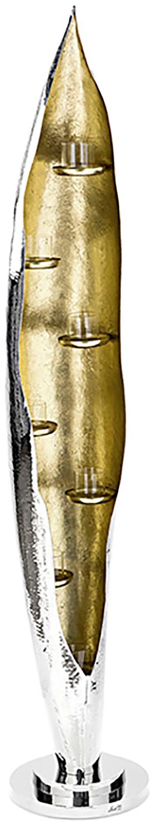 Fink Windlicht CAVA, mit feiner 7-flammig, cm 130 (1 Aluminium Höhe Hammerschlagstruktur und aus Glas, ca. St)