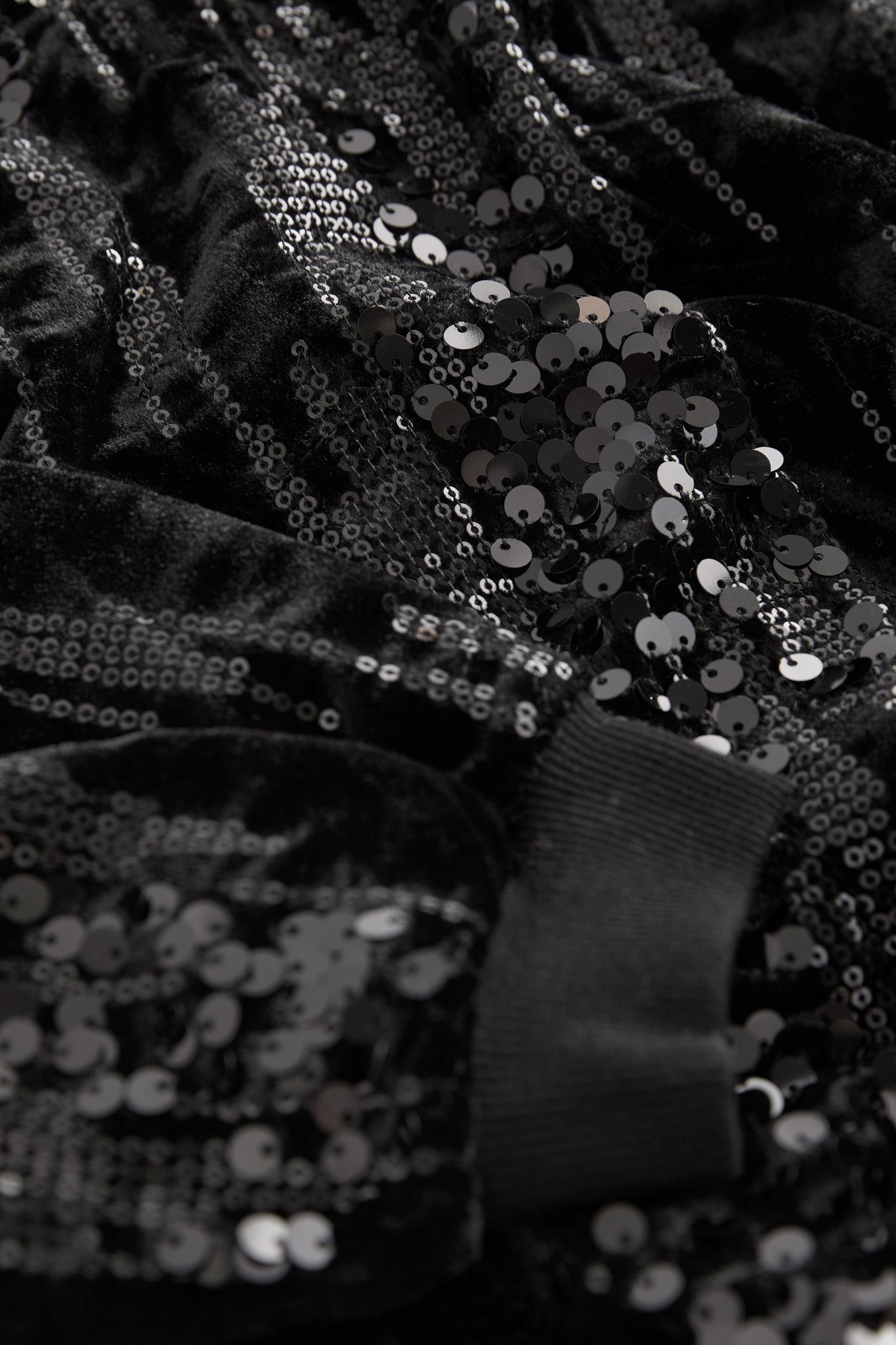 Next Sweatshirt Rundhalsausschnitt Sequin Sweatshirt Black/Silver mit (1-tlg)