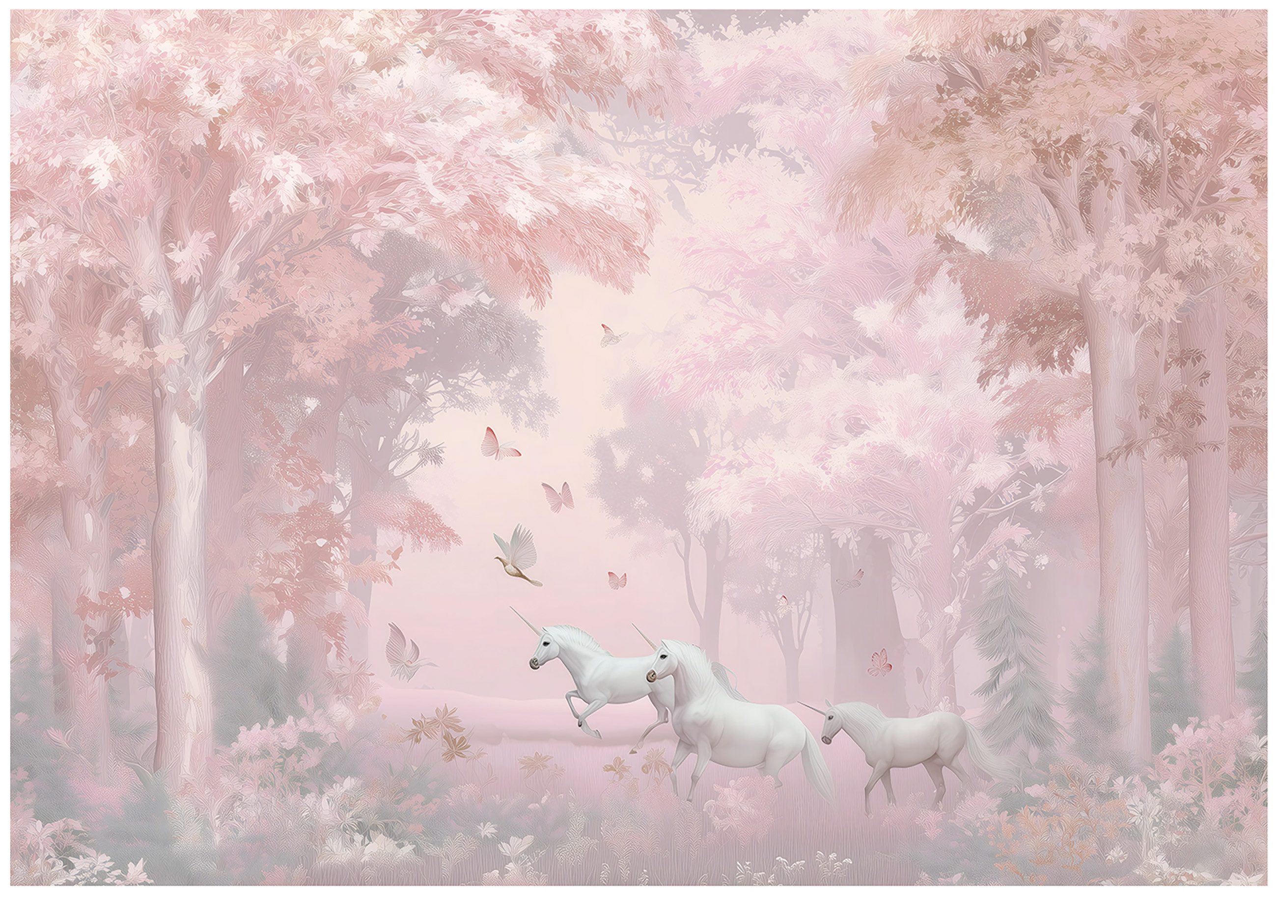 Wallarena Fototapete Kinderzimmer Mädchen Einhörner Rosa Kinder Vlies Tapet günstig online kaufen