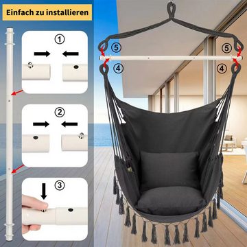 yozhiqu Hängestuhl Schaukelstuhl für drinnen und draußen mit aufblasbarem Kissen, mit Tragetasche und zwei weichen Sitzkissen, hält bis zu 330 Pfund.