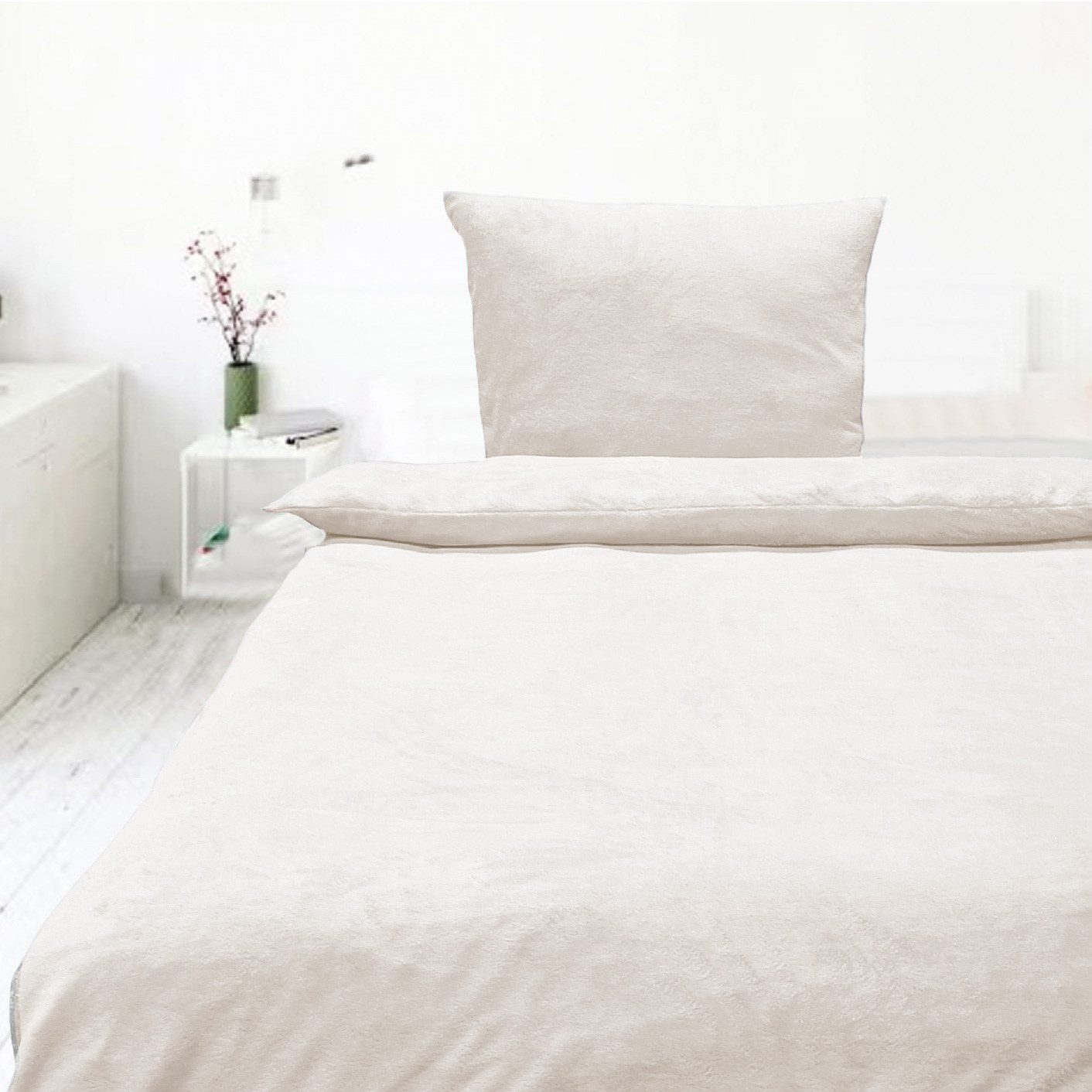 Casa Colori Bettwäsche Teddy Flausch, Polyester, 2 teilig, uni, offwhite – Bild 5 von 5