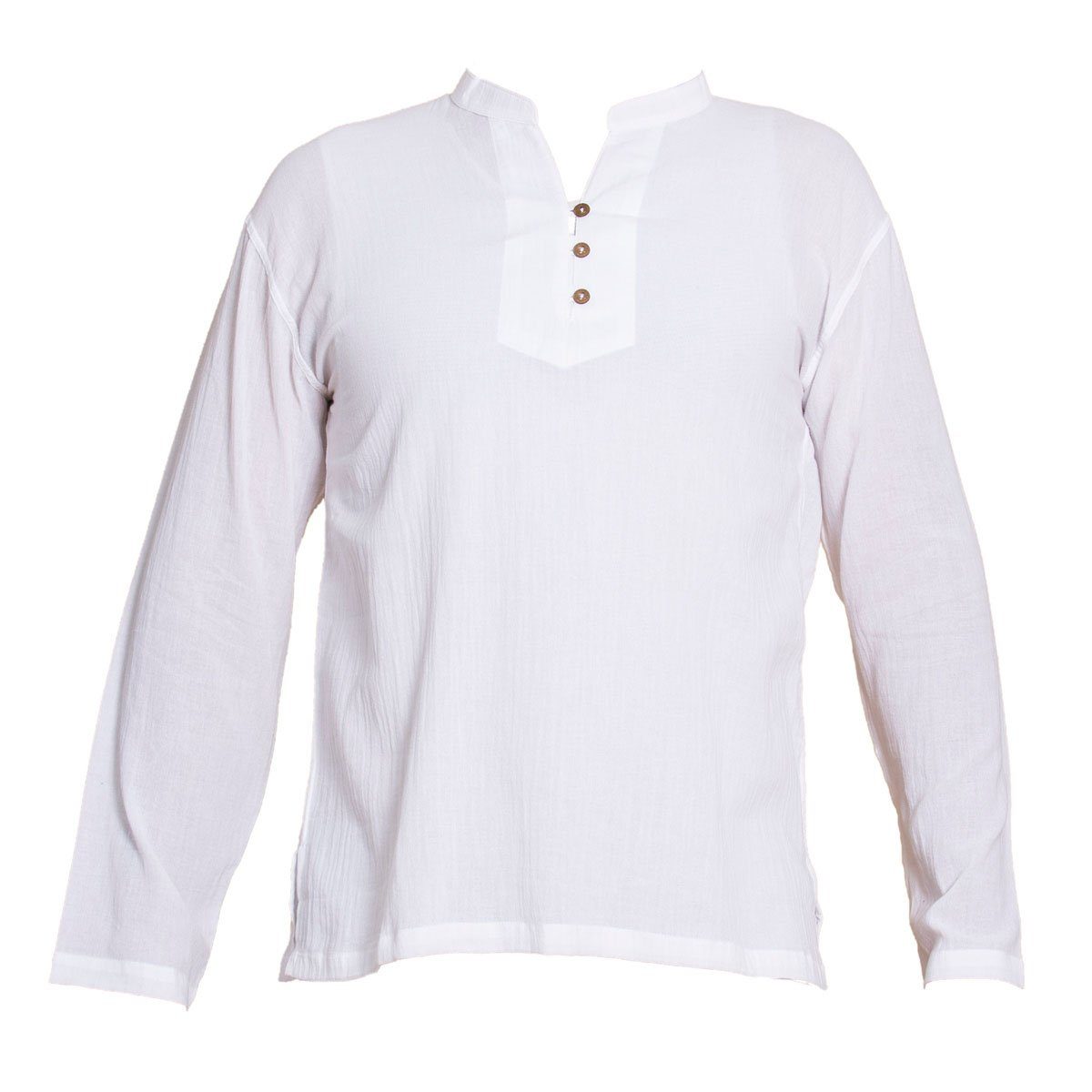 PANASIAM Langarmhemd Luftig leichtes Sommerhemd 'K' mit Knöpfen aus 100% Baumwolle Herren Freizeithemd Fischerhemd Fisherman Shirt