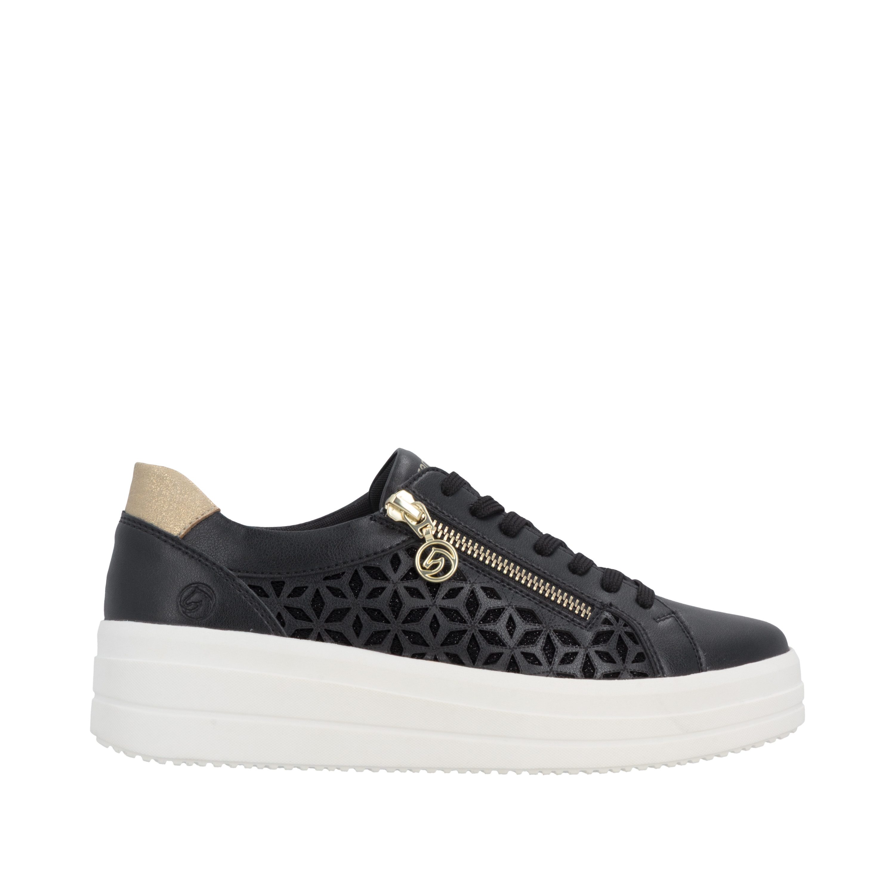 Remonte Plateausneaker Halbschuh, Schnürschuh mit Perforation und seitlichem Reißverschluss