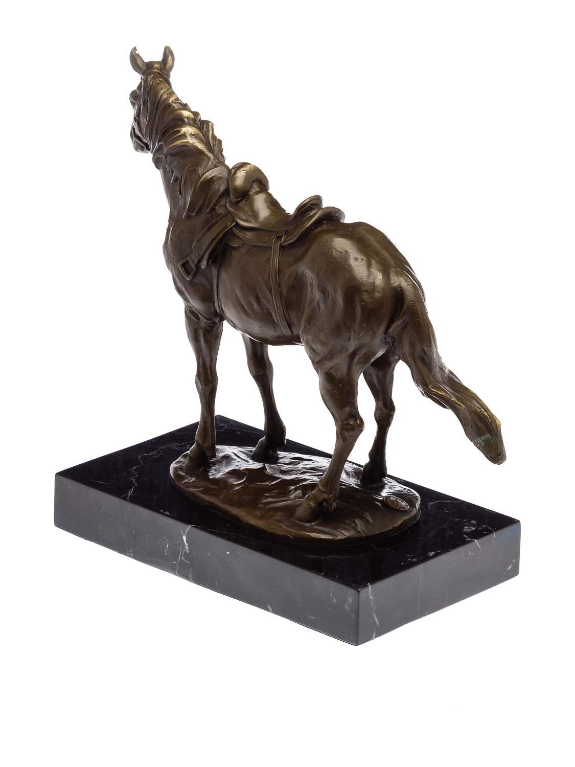 Statu im Skulptur Bronze auf Bronzeskulptur Steinplinthe Pferd Antik-Stil Aubaho Figur