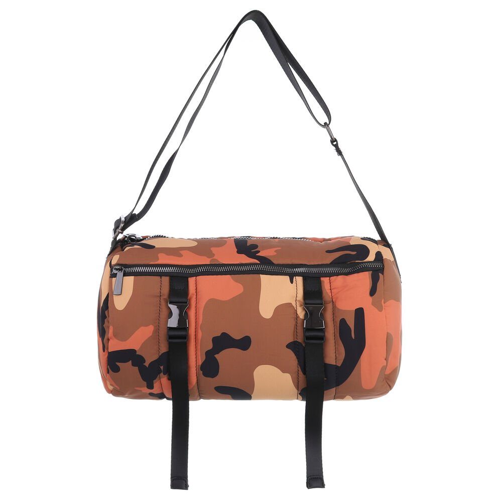 Ital-Design Schultertasche Mittelgroße, Damentasche Baguette-Tasche Orange Multi