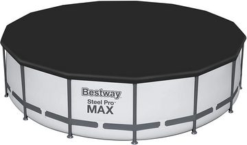 BESTWAY Framepool Bestway Steel MAX Pro Pool Set 457x122cm grau Pumpe + Leiter +
