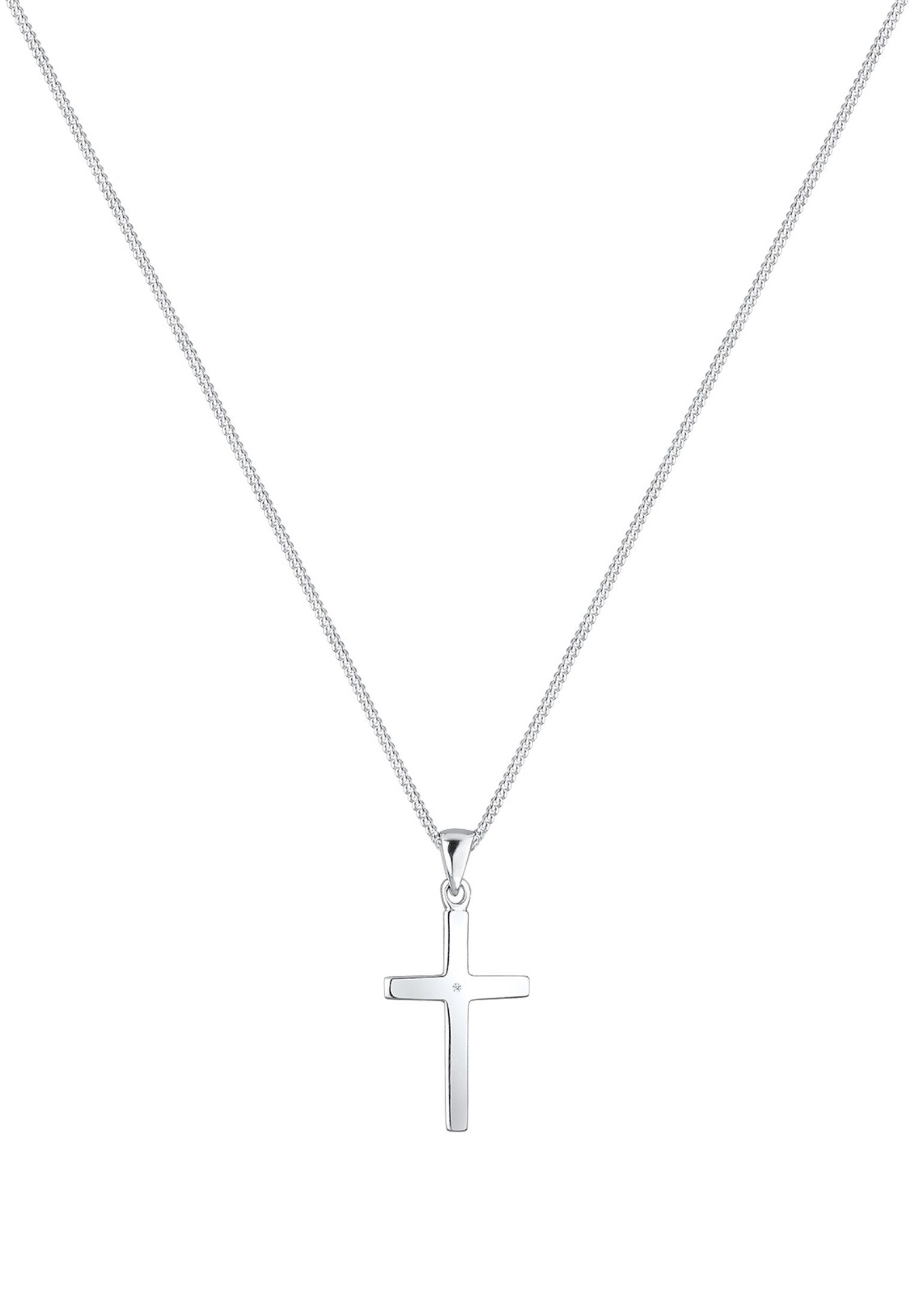 Elli DIAMONDS Kette mit Anhänger Kreuz Glaube Diamant (0.005 ct) Basic 925 günstig online kaufen