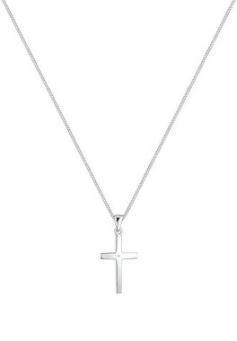 Elli DIAMONDS Kette mit Anhänger Kreuz Glaube Diamant (0.005 ct) Basic 925 Silber, Kreuz