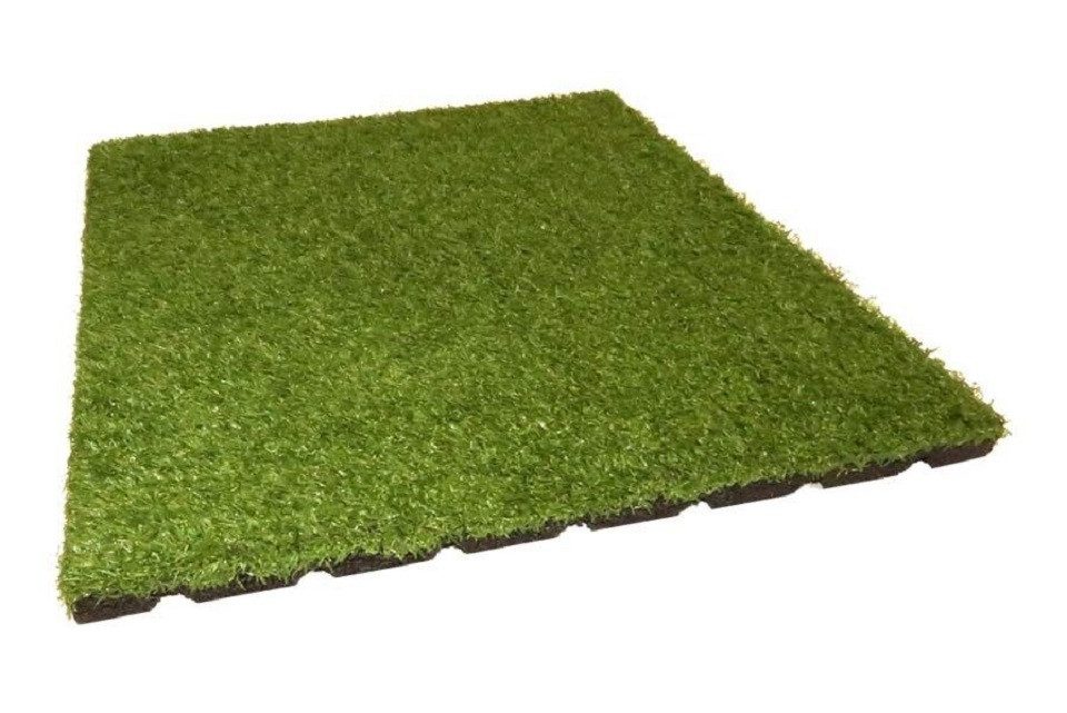 Gartenpirat Bodenmatte Fallschutzmatte mit Kunstrasen 50x50 cm Stärke 50 mm grün Matte Platte