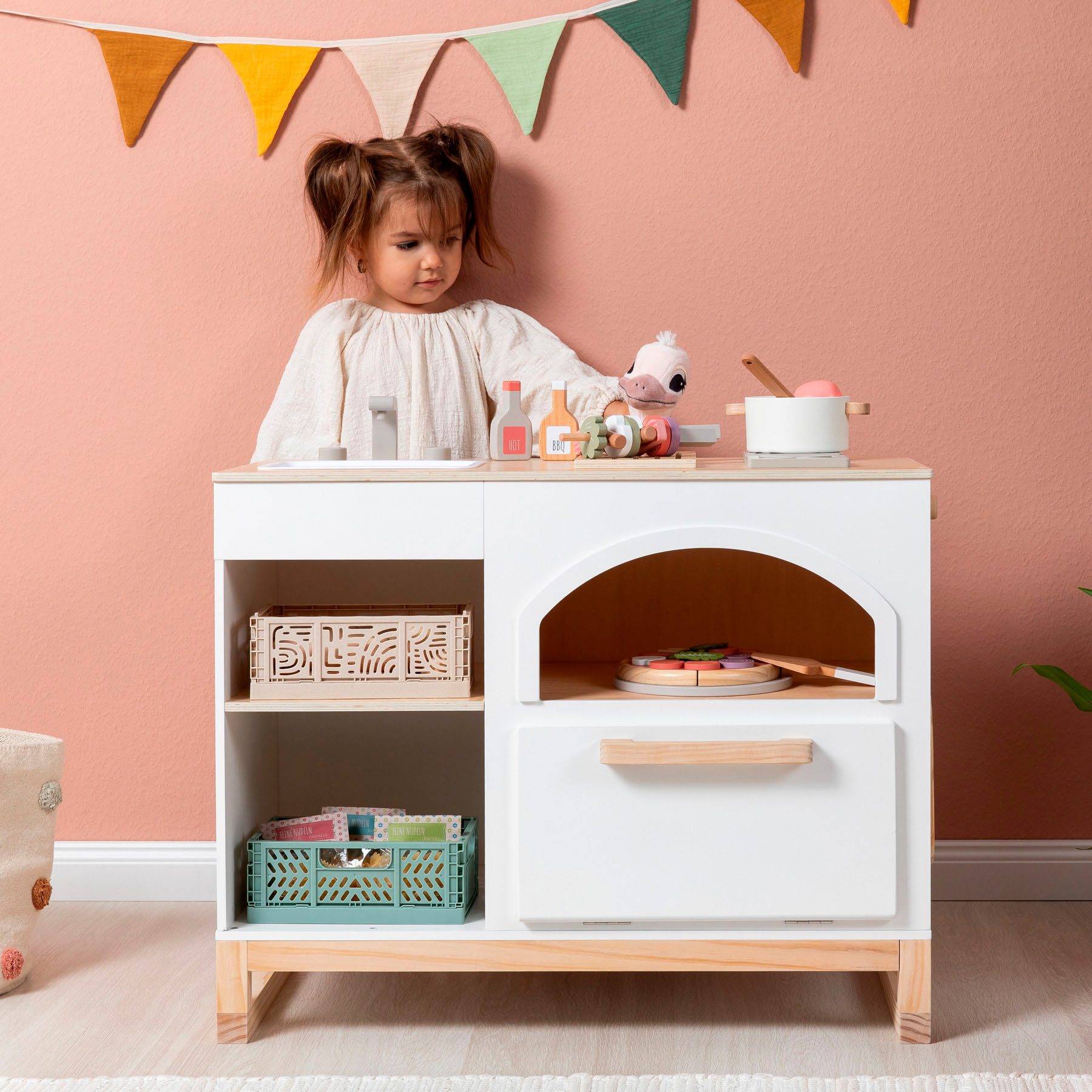 MUSTERKIND® Spielküche Taxus, weiß/natur Holz