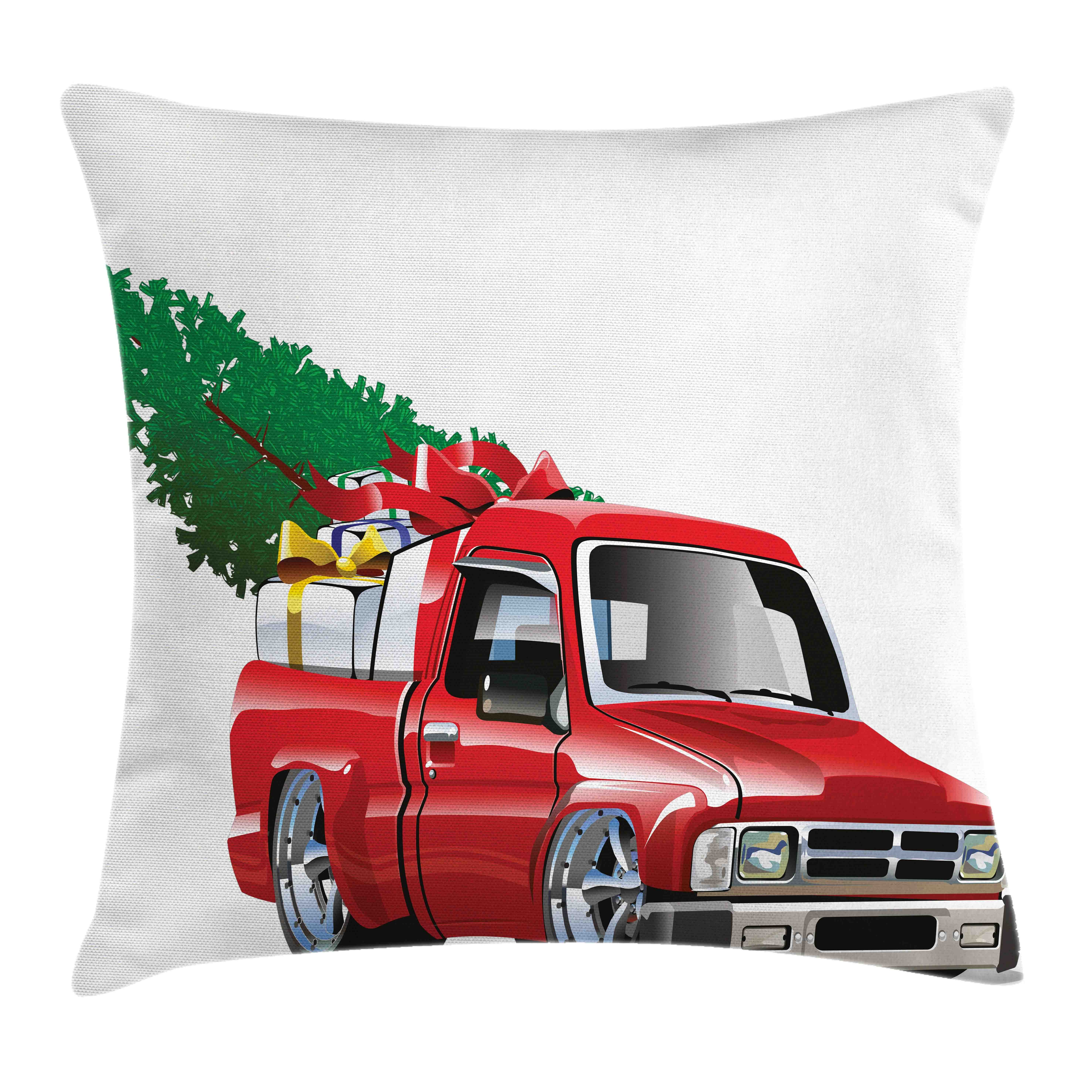 Kissenbezüge Reißverschluss Kissenhülle mit Farbfesten Farben Beidseitiger Druck, Abakuhaus (1 Stück), Weihnachten Red Farm Truck