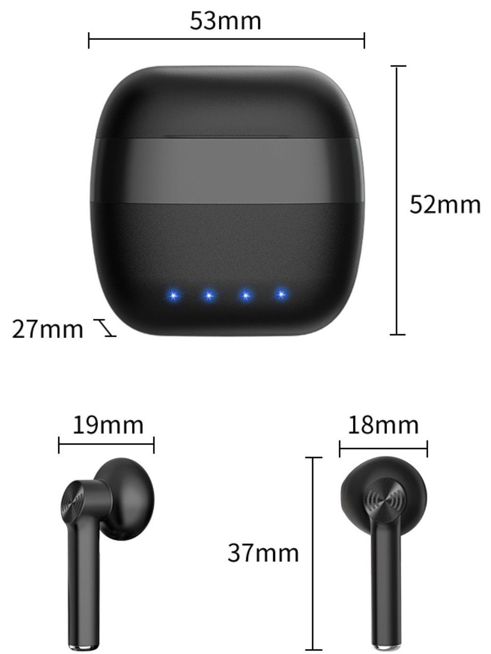 M2-Tec M35 Bluetooth-Kopfhörer tragbare Ladestation, Sprachsteuerung, Keine Anrufsteuerung, Drahtlos) Kabellos, In-Ear Schwarz (Musik, Musiksteuerung, Bluetooth