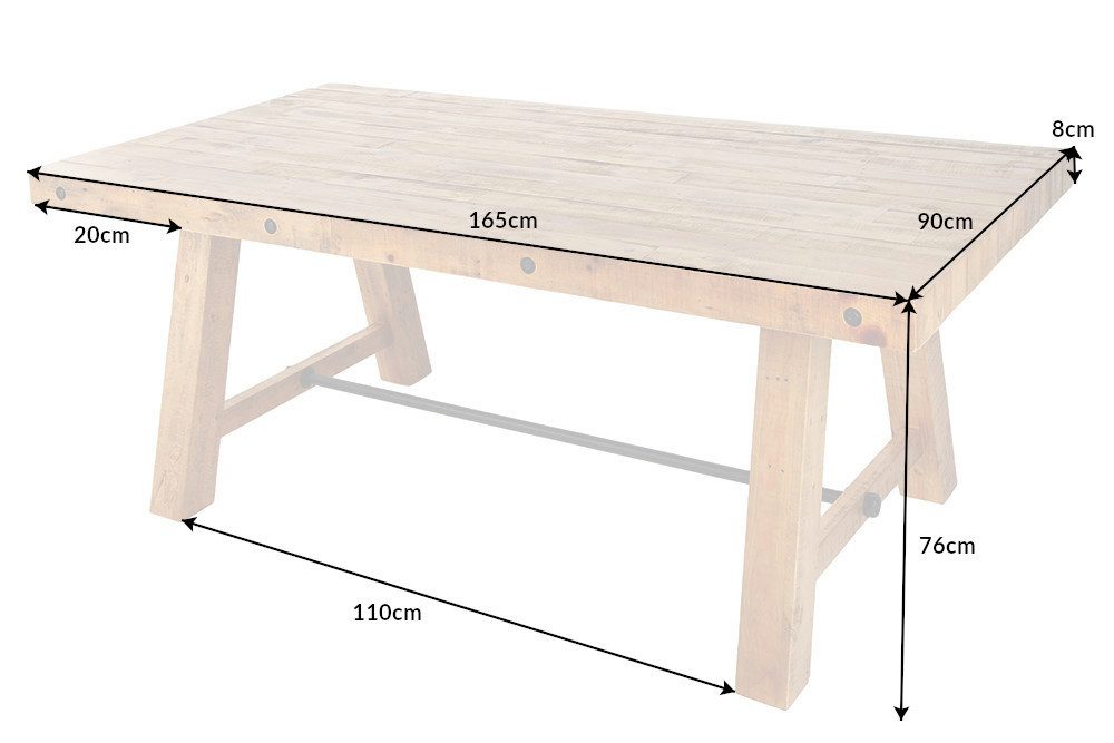 riess-ambiente Esstisch FINCA 165cm vintage braun - recyceltes Pinienholz, Bohlenoptik, Industrial Design mit Querstrebe – ideal für bis zu 6 Personen. € 469,95