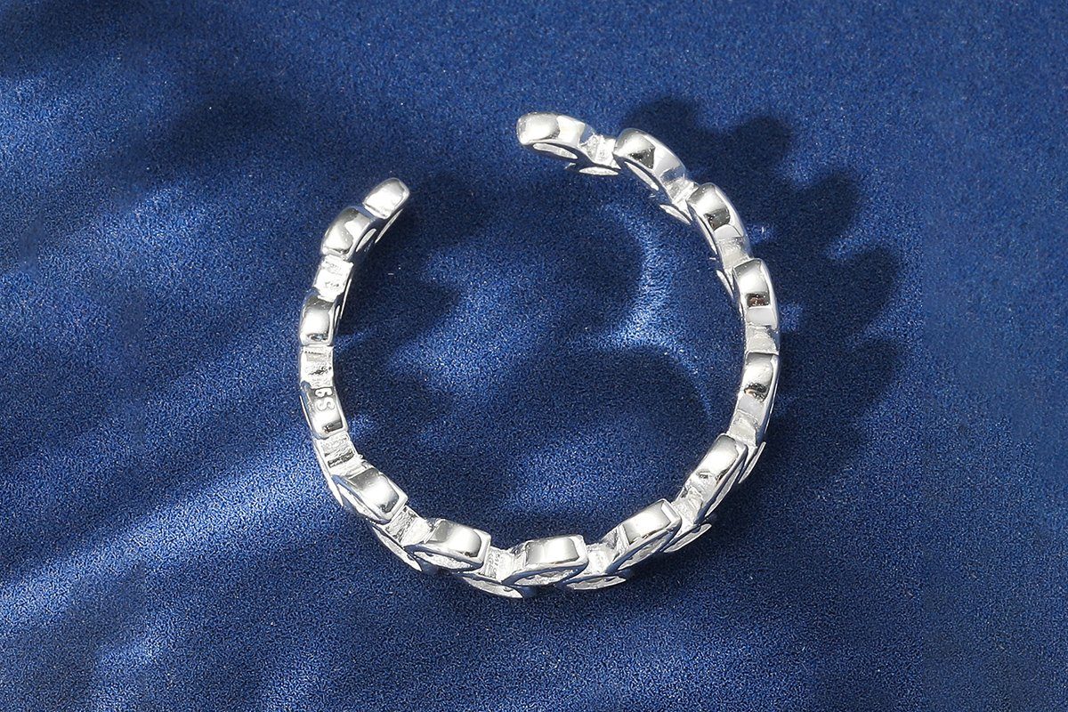 Eyecatcher Silberring mit Sterling Silber Edelsteinen, Ring Größenverstellbar, Ring Lorbeerblatt Blätter Lorbeerblatt aus Blätter