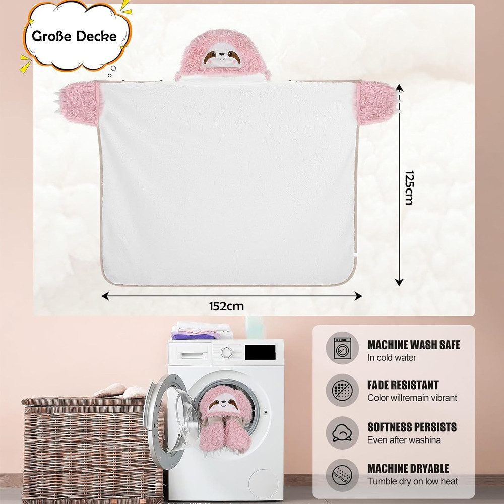 Wohndecke Kuscheldecke mit Ärmeln Faultier Decke mit Kapuze Tragbar Flausch günstig online kaufen