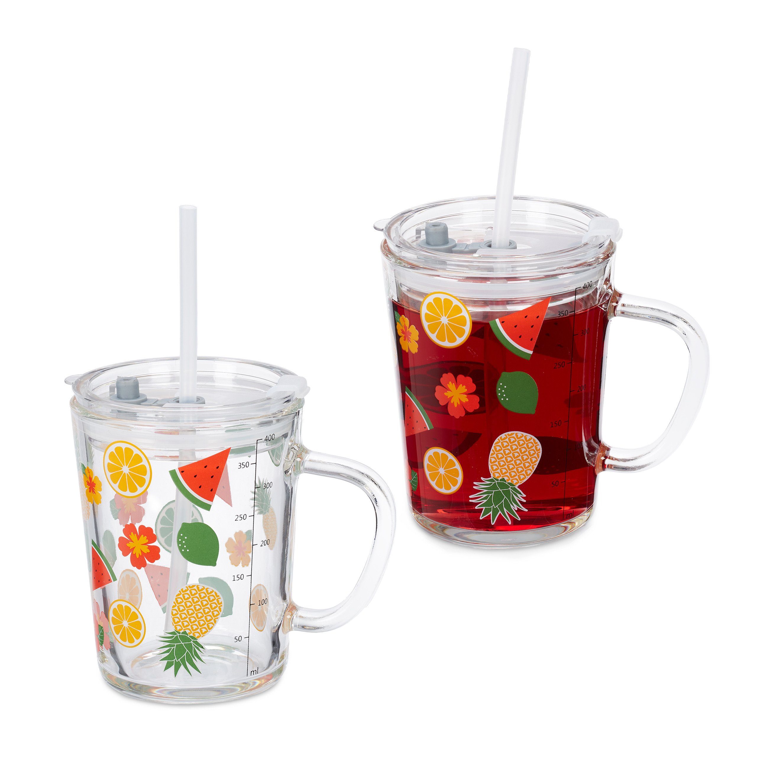 Kinderbecher 2er Set Kindergläser mit Früchte-Motiv