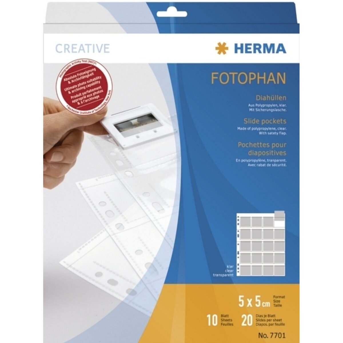 HERMA Prospekthülle Diahüllen für Kleinbild-Dias 5x5cm klar VE=10 Stück