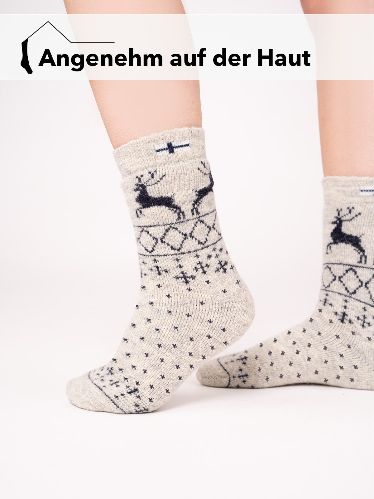 HomeOfSocks Norwegersocken 80% Wollsocken Norwegen Flagge & Norweger Design Dicke Socken Hyggelig Warm Hoher 80% Wollanteil Norwegischem Design