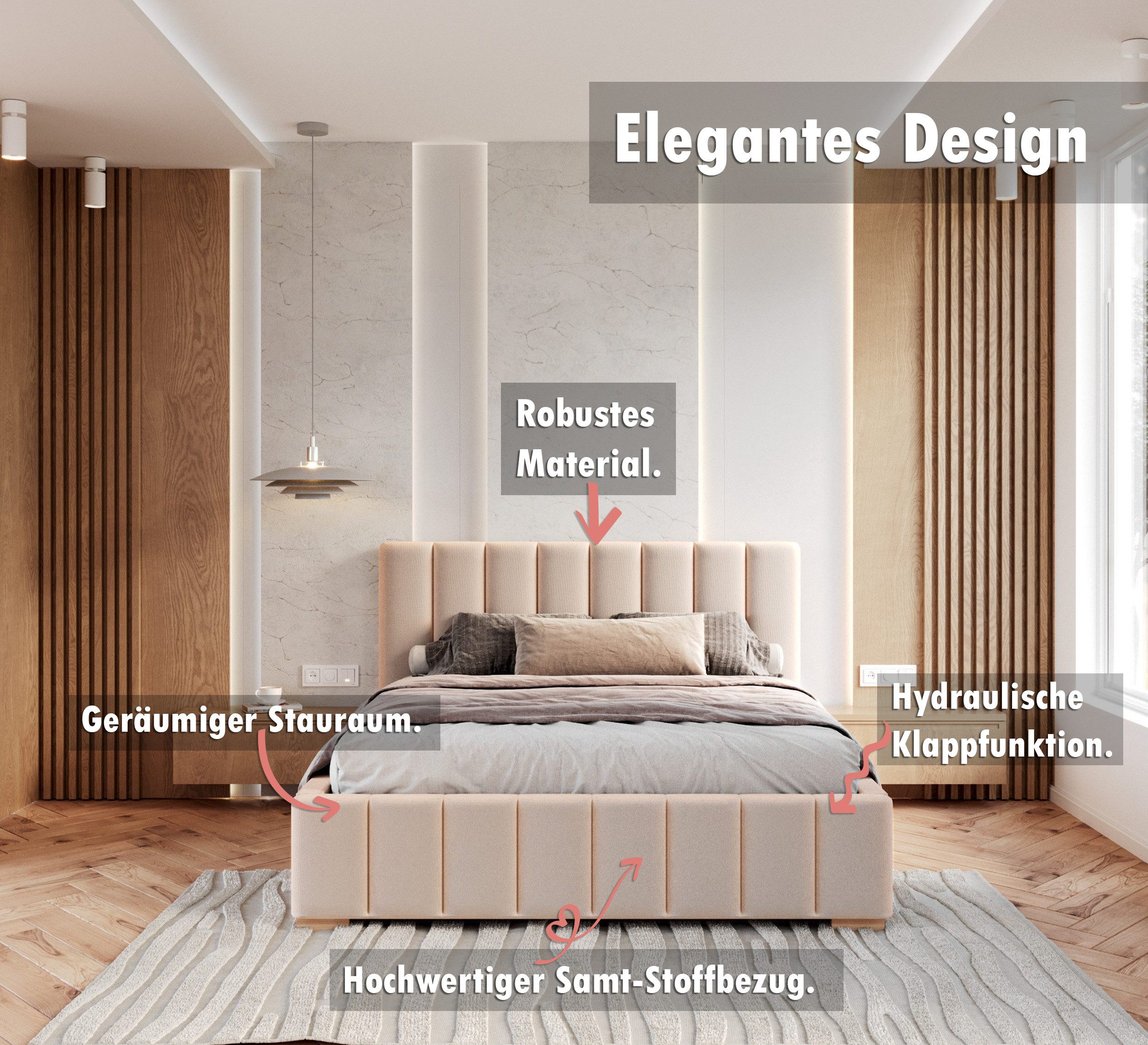 thematys Polsterbett Bett Stauraumbett Velours 90x200, 120x200, 140x200, 16 günstig online kaufen