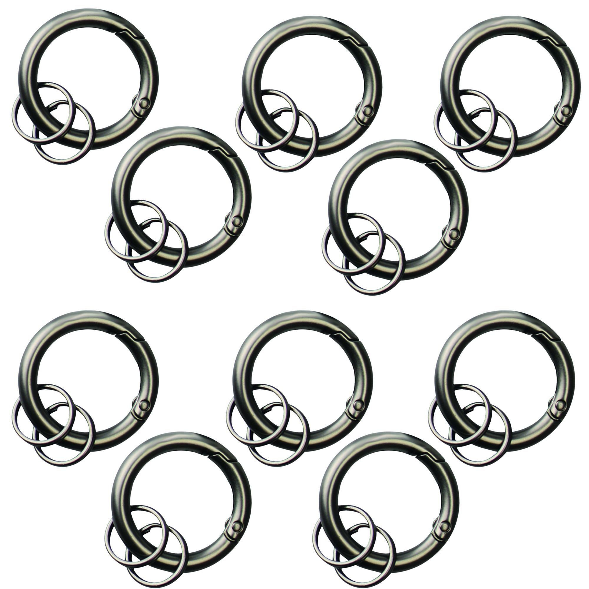 BASI Gürtelhalter Snap-Schlüsselringe, 25 mm, Karabiner und 2 Schlüsselringen, 1 VE = 10 Stück im Polybeutel