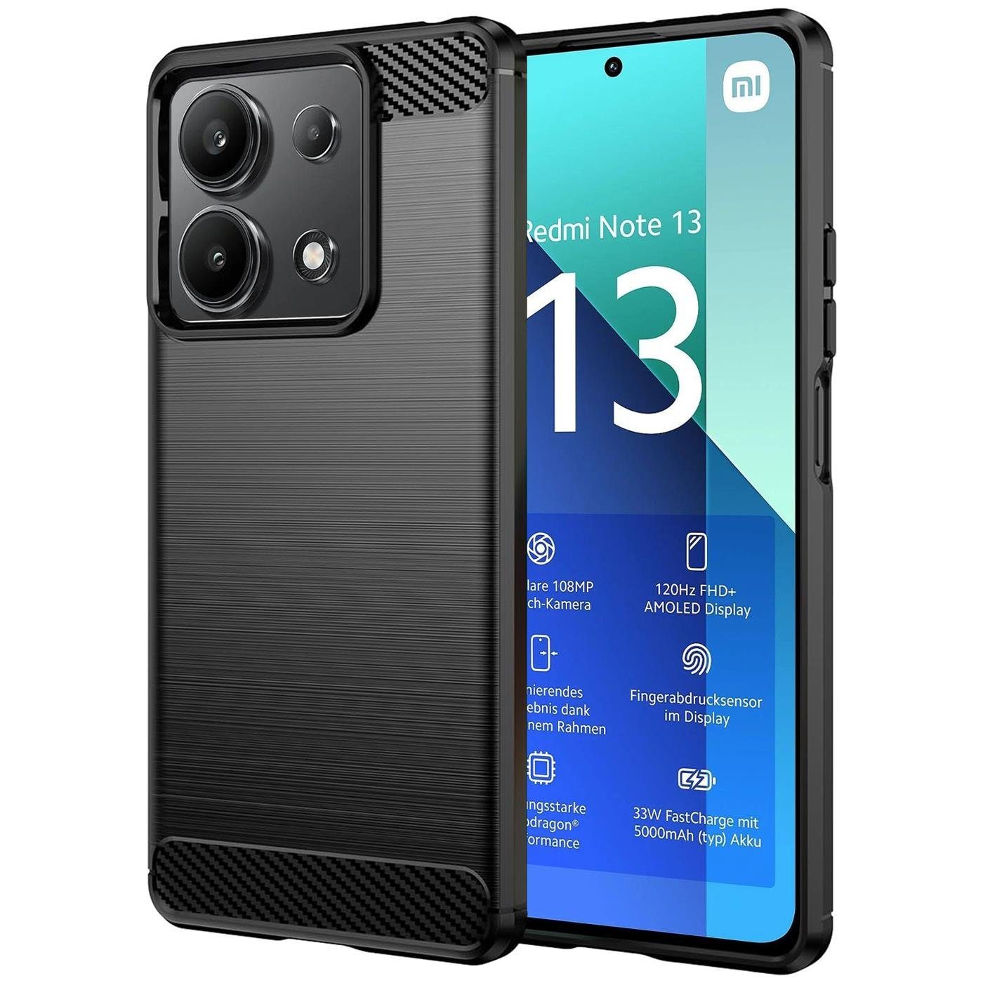 Handyhülle Carbon Handy Hülle für Xiaomi Redmi Note 13
