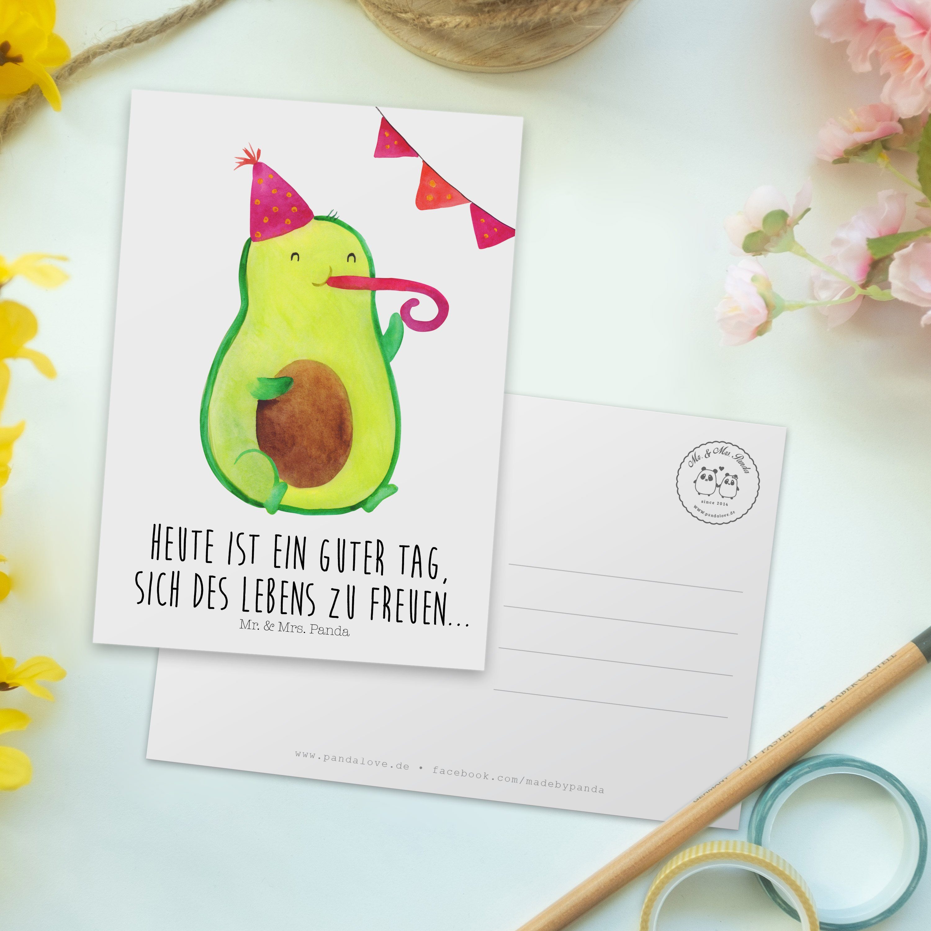 Mr. & Weiß Party Geschenk, - Geburtstagsfeier, Mrs. - Einladungskarte, Avocado Panda G Postkarte