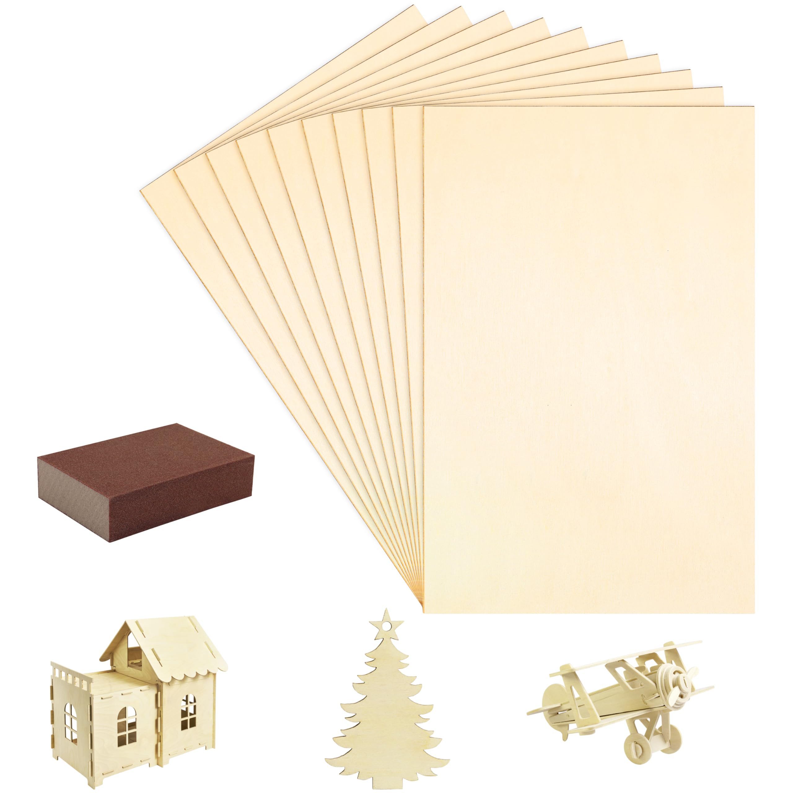 Kantholz 10er Pack Sperrholz 2mm 20x30cm - Rohes Bastelholz