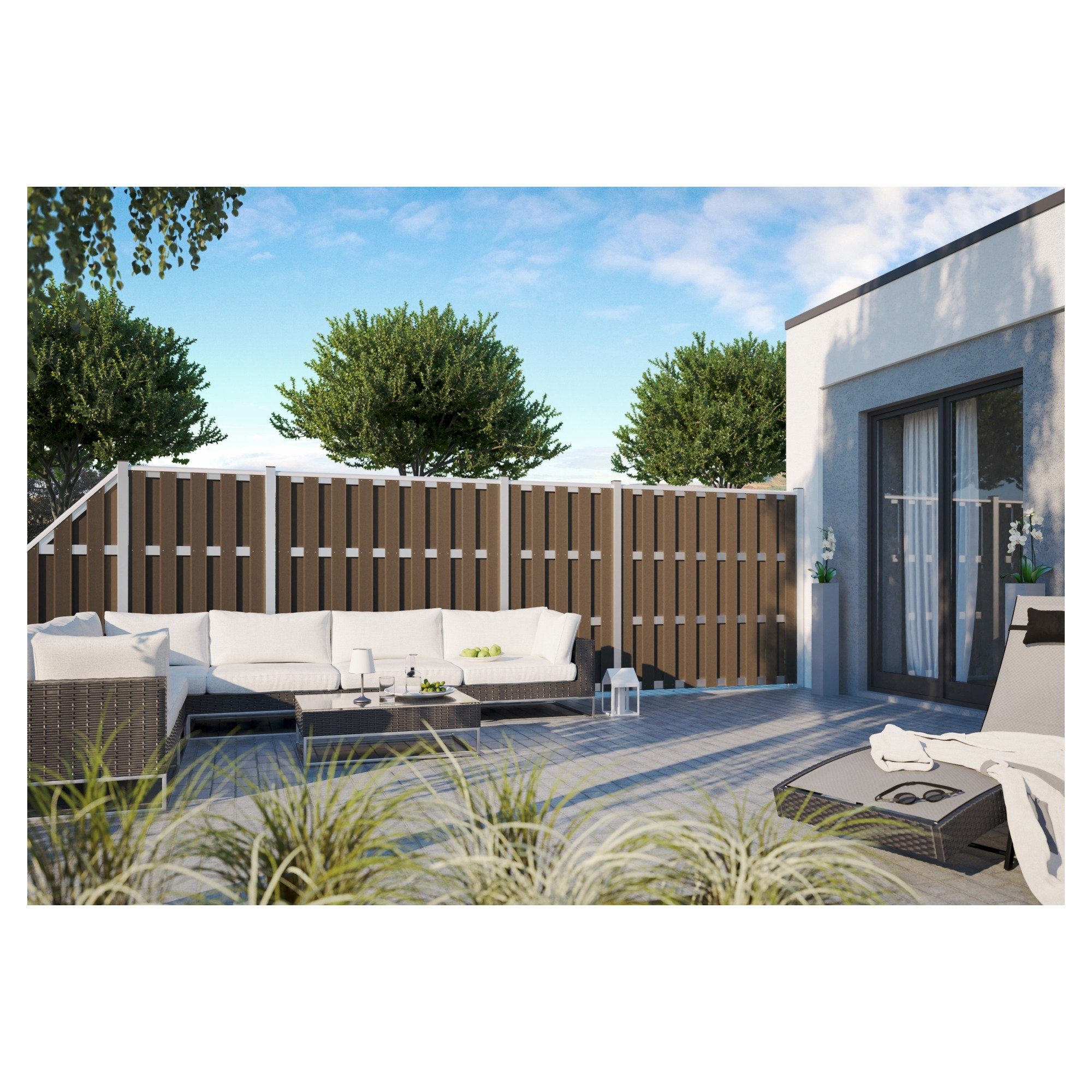 Tetzner & Jentzsch Gartenzaun JINAN-Serie braun / WPC Sichtschutzzaun